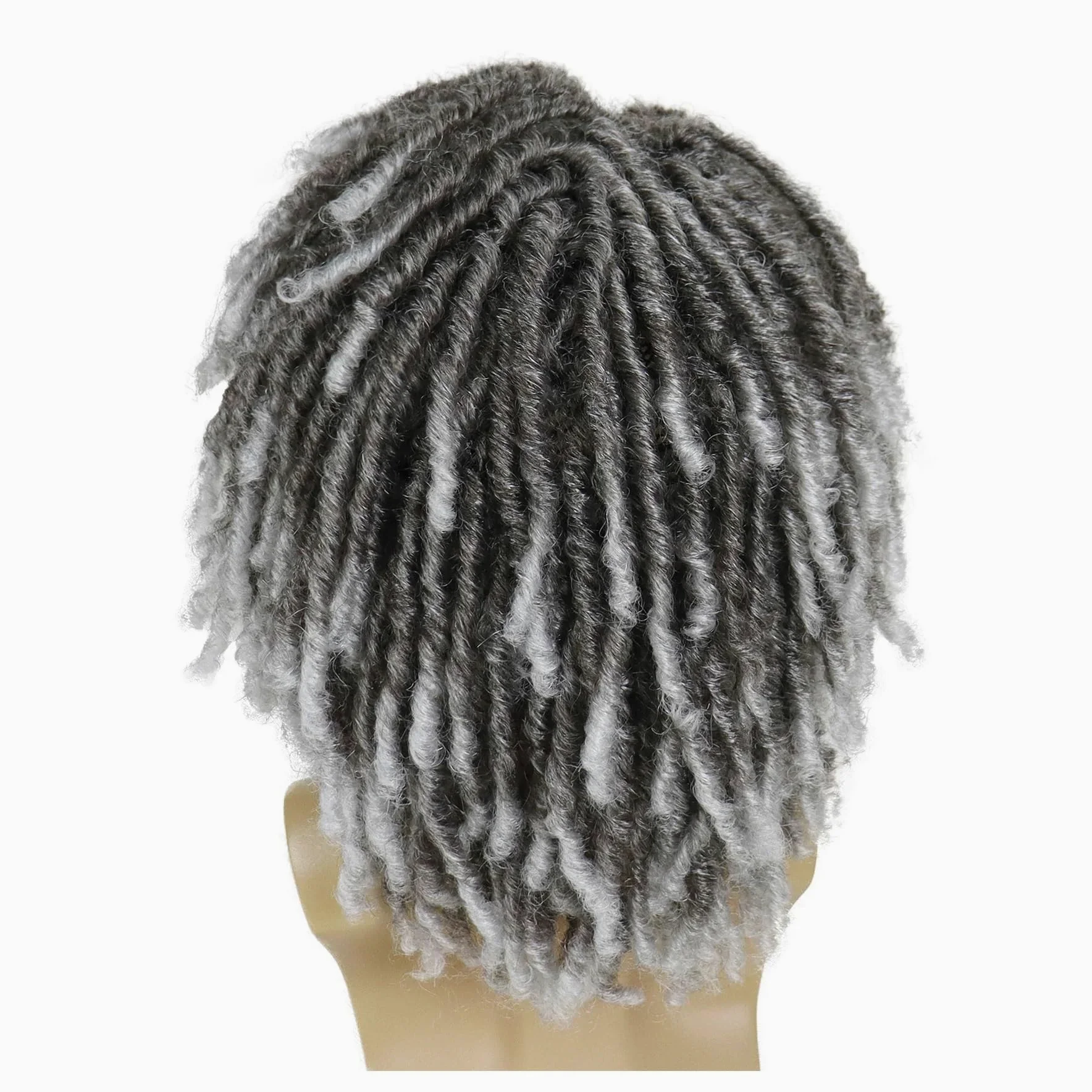 1 szt. Włosy syntetyczne Skręcone skręty Peruki Męskie peruki Szare kręcone warstwowe zamki Locs Realistyczna czapka tkacka Codzienny(Grey)