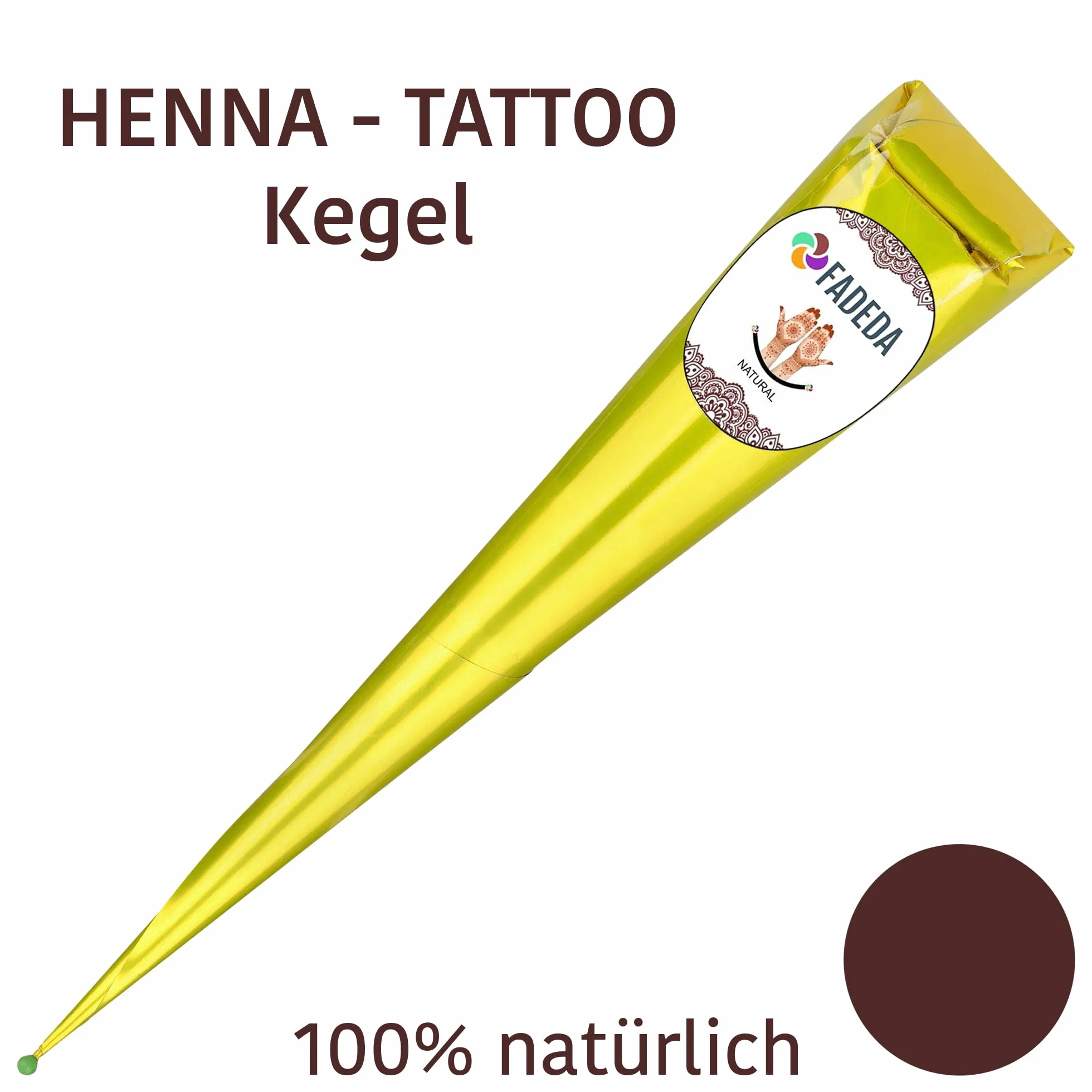 4x FADEDA Henna Kegel | 4x 25g naturalna pasta | naturalny brąz | 100% roślinny | gotowa do użycia i bez PPD | wegański | ekologiczny | halal | Mehandi | Mehndi