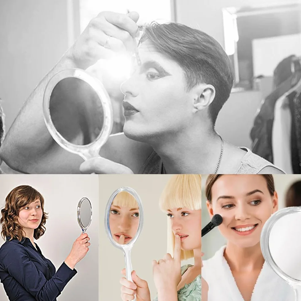 Profesjonalne przenośne lusterko do salonu fryzjerskiego z uchwytem 1X/3X - przenośne lusterko do makijażu duże i wygodne - lusterko dentystyczne