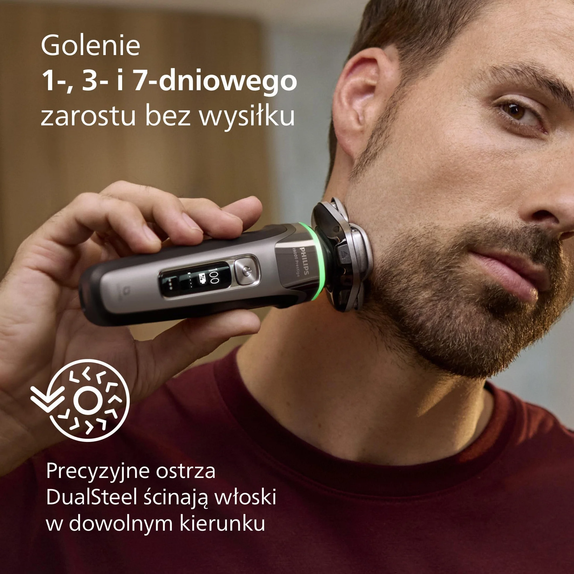 Philips Shaver i9000 Prestige, golarka elektryczna do golenia na sucho i mokro z technologią Skin IQ, System Triple Lift & Cut, podwójne ostrza SteelPrecision 360º, stacja czyszcząca, Model XP9202/30