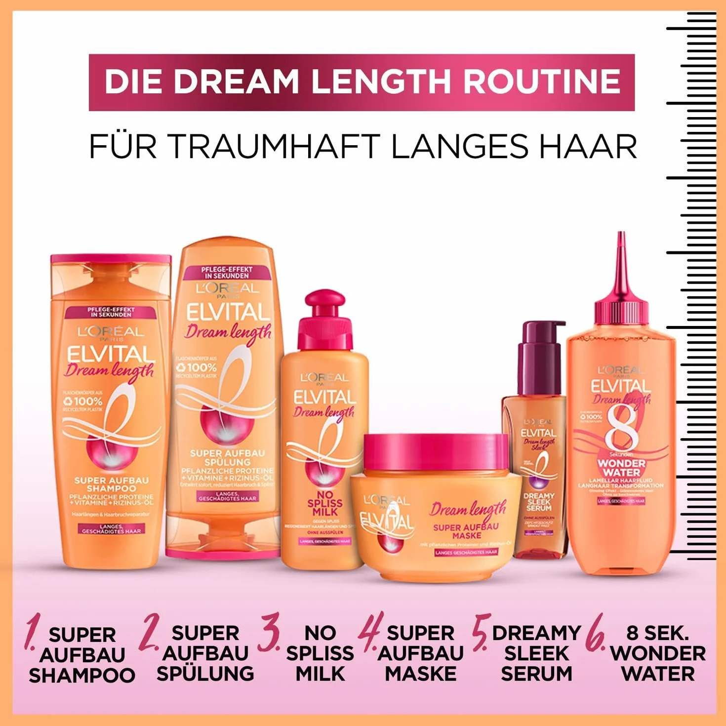LOréal Paris Elvital - Bezsilikonowe serum do włosów, ochrona cieplna dla długich i niesfornych włosów, olejek do włosów z białkami roślinnymi i masłem kakaowym, serum
