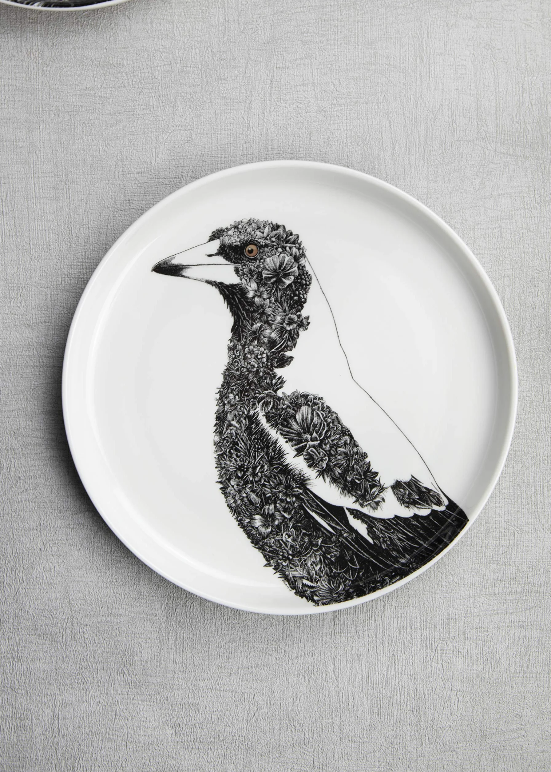 Maxwell & Williams Marini Ferlazzo Birds Dekoracyjna płyta boczna z australijskim wzorem sroki, pudełko na prezent, delikatna porcelana, biała, 20 cm