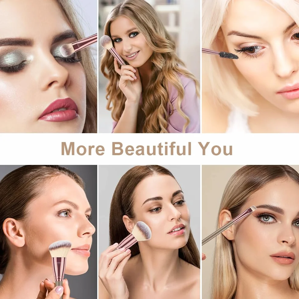 Vicloon Profesjonalny zestaw pędzli do makijażu, 15 stz,w zestawie torbą ze skóry PU i 2 gąbeczki,cienie do powiek, podkładu,eyeliner, tusz do rzęs, pędzel do brwi,wielofunkcyjny zestaw pędzli,Czarny