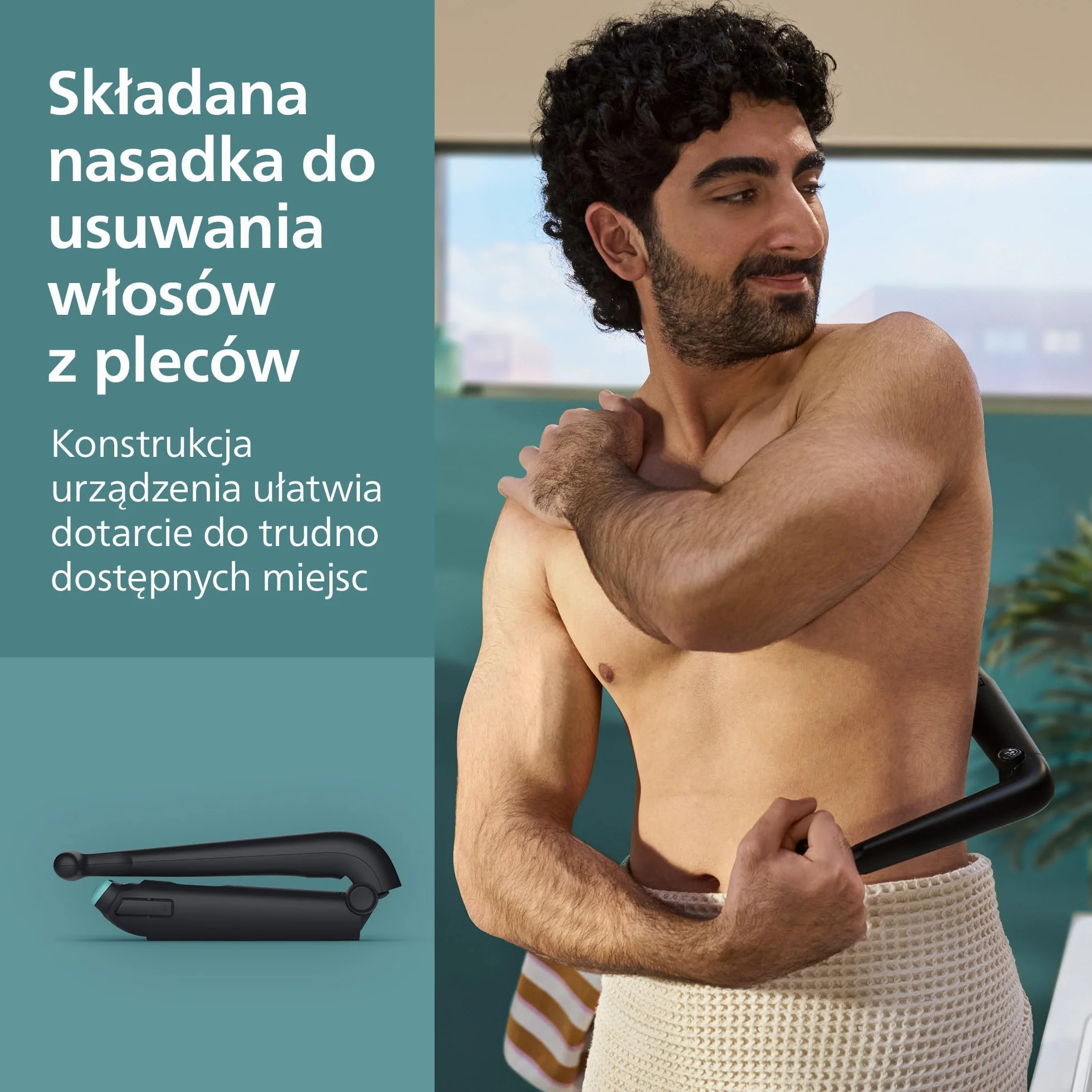Philips Body Groomer 5000 – mężczyzn trymer do ciała potrójna ochrona, golenie okolic intymnych, składana nasadka do usuwania włosów na plecach, 100% wodoodporności, 100 minut pracy, BG5480/15