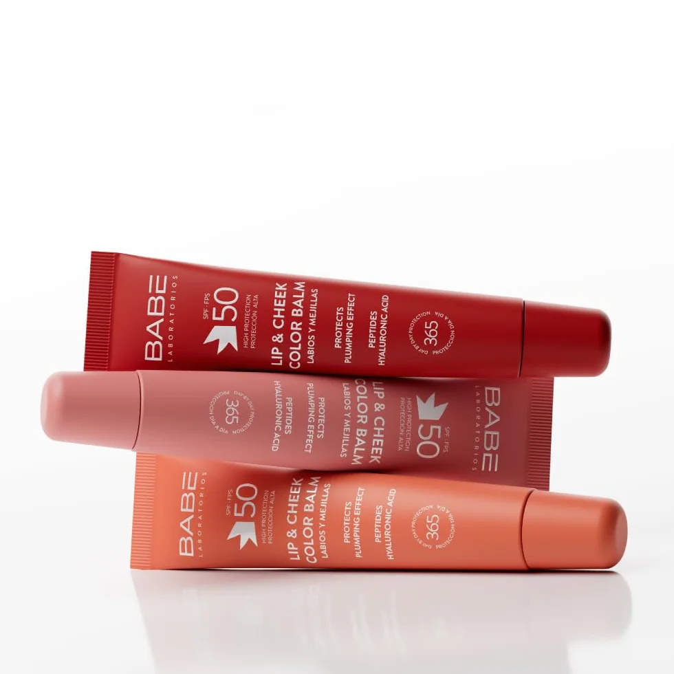 Laboratorios Babé - LIP & CHEEK SPF 50 ROSA - Balsam fotoochronny w różowym odcieniu | Wysoka ochrona przeciwsłoneczna SPF 50 | Nawilżenie i naturalny efekt objętości | na usta i policzki