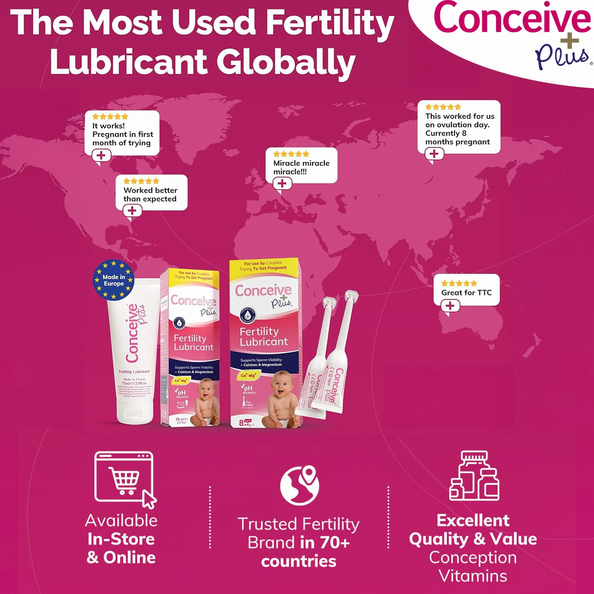 CONCEIVE PLUS lubrykant płodności dla kobiet z jonami wapnia i magnezu 8x4g