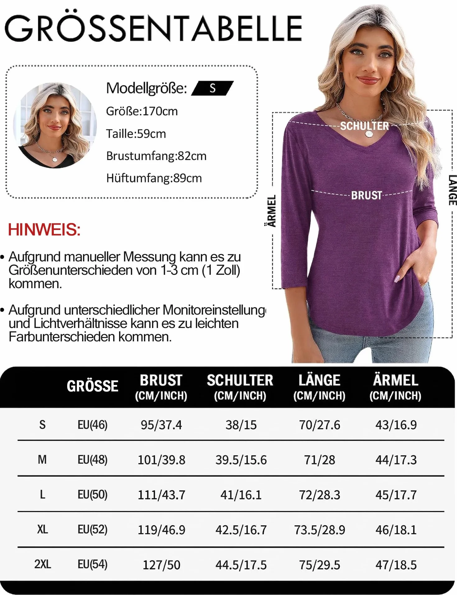 Rapbin Bluzki damskie z rękawami 3/4, eleganckie wycięcie w kształcie litery V, kwiaty, na lato 2026, luźna bluzka
