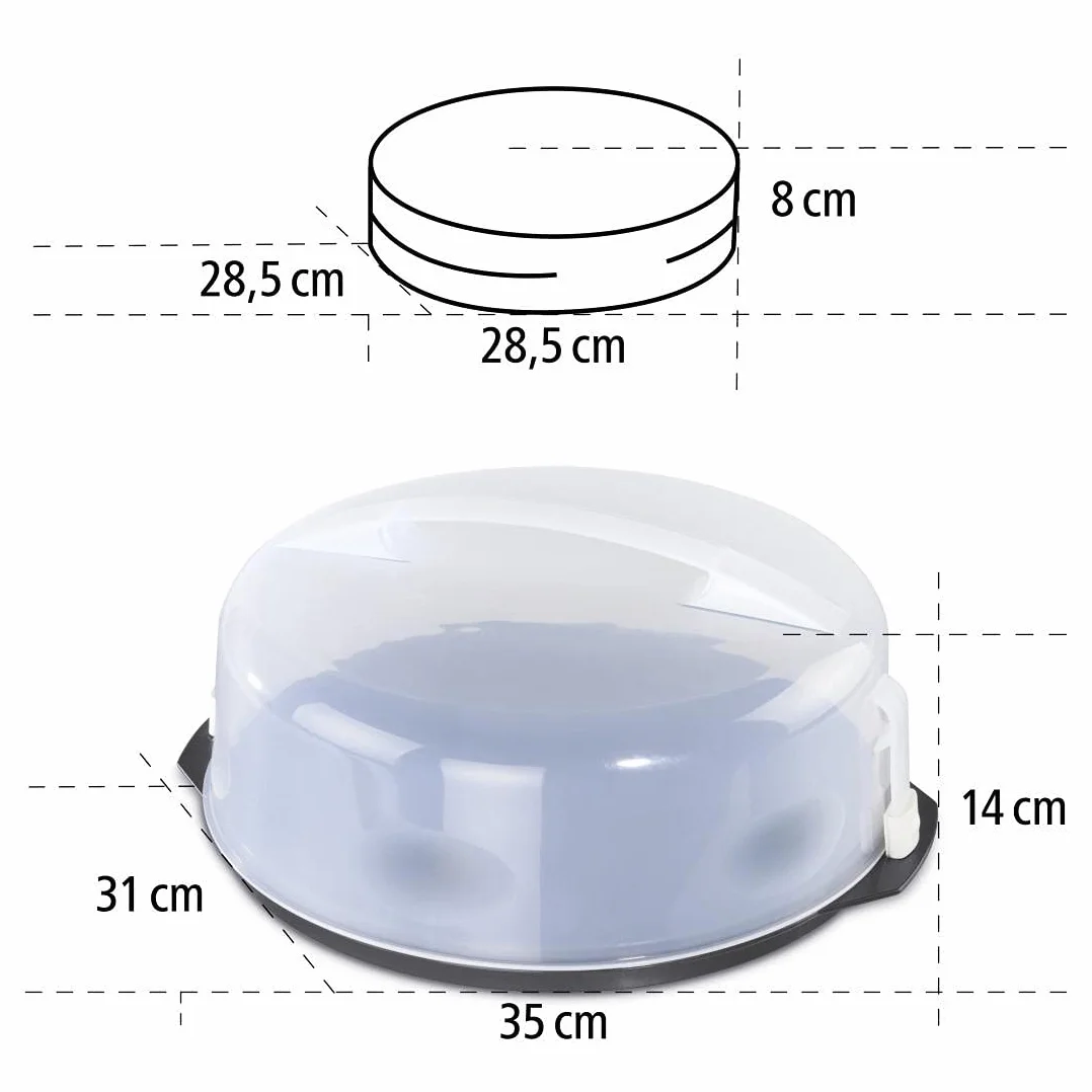 Xavax Pudełko do Transportu Ciasta, Tworzywo Sztuczne, Przeźroczysty/Czarny, ø 31.5 cm