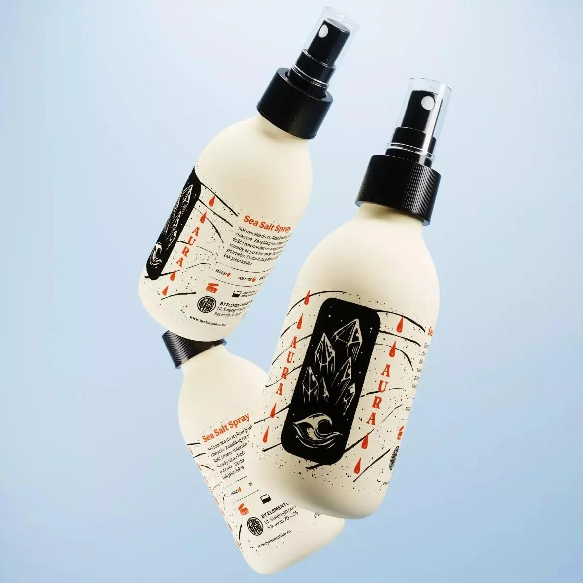 Aura Hair Spraytekstura i objętość, średnia utrwalenie, naturalna formuła z solą morską, 200 ml