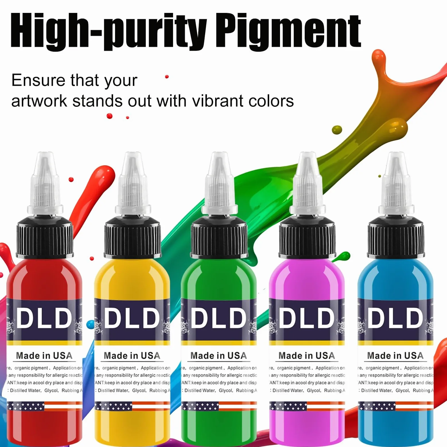 DLD Zestaw wegańskich atramentów do tatuażu 25 x 15 ml pigment