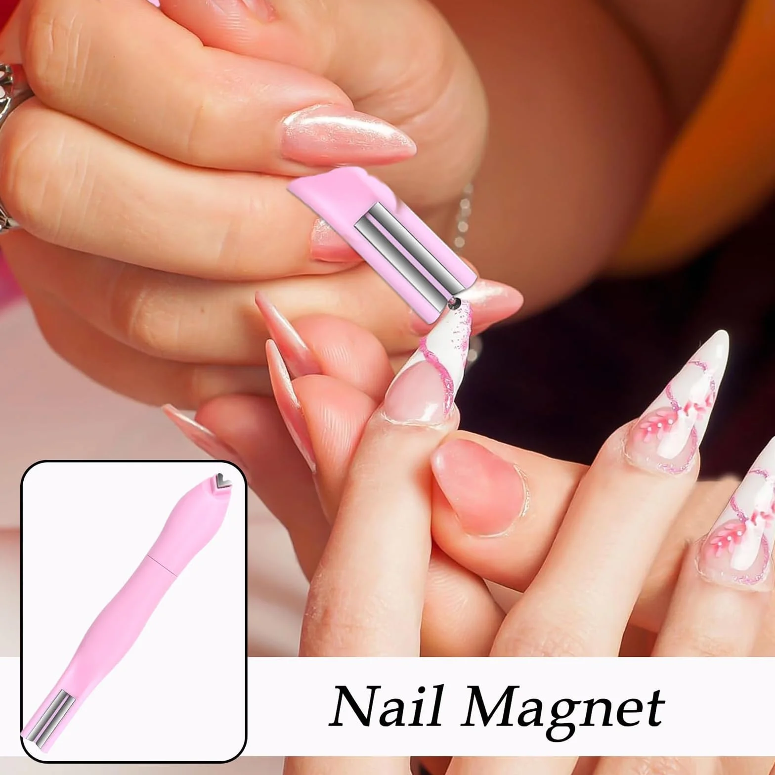 Magnes kocie oko, magnes do paznokci 3 w 1 do żelu UV i lakieru do paznokci kociego oka, wszechstronne narzędzie do projektowania paznokci do studia i manicure DIY, kształt serca i okrągłego