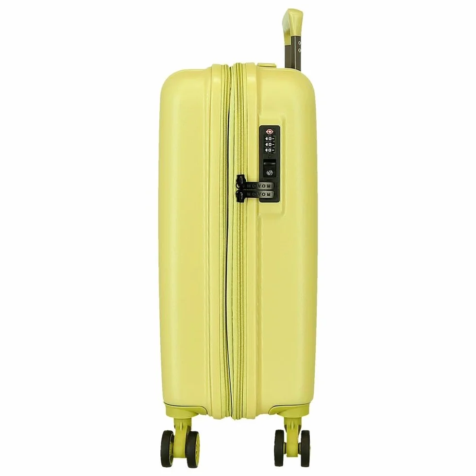 Movom Wood Walizka kabinowa, średnie, duże i zestawy, sztywne ABS zamknięcie TSA, 4 podwójne koła wysuwany bagaż podręczny Joumma Bags, Żółty, 40 x 55 x 20 cm y 45 x 65 x 28 cm, zestaw 2 walizek