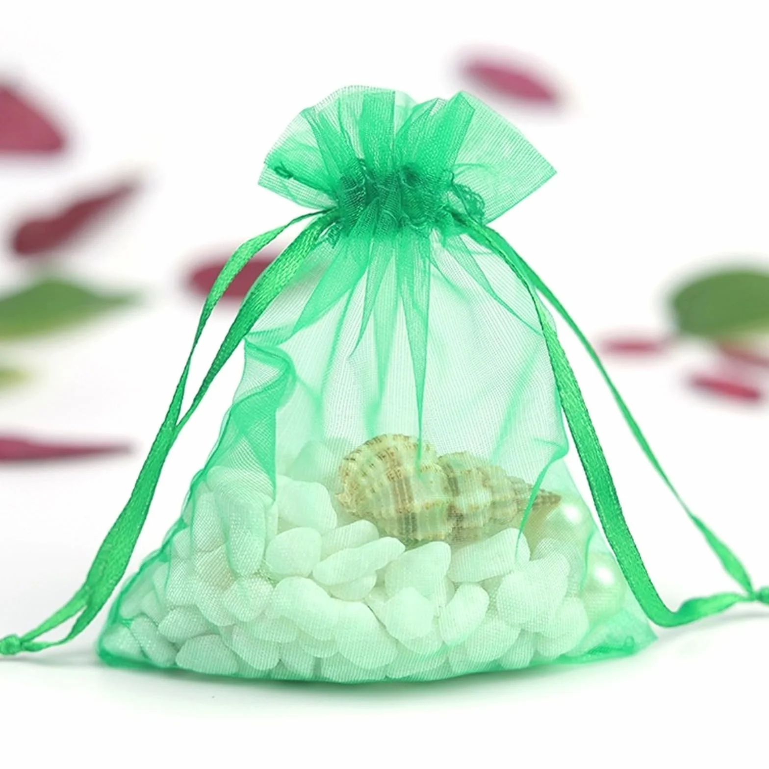 Woreczki z organzy, 30 sztuk, 20 x 30 cm, woreczki na biżuterię, duże woreczki z organzy, do napełniania, na prezenty ślubne, Boże Narodzenie, imprezę, prezent (zielone)