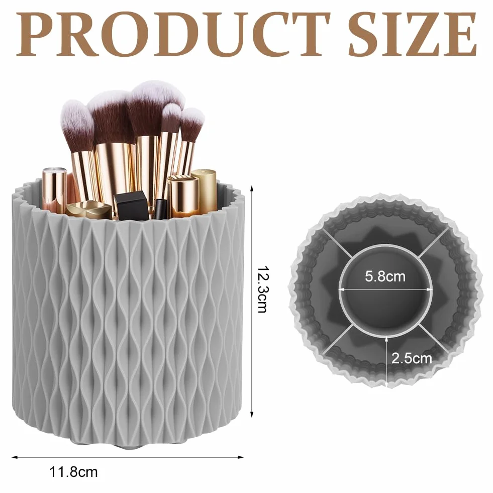 HOTUT Obrotowy o 360° organizer na pędzle do makijażu, 5-otworowy uchwyt na pędzle, organizer na eyelinery, kredki do ust, do przechowywania tuszu do rzęs, do toaletki, na biurko, do łazienki