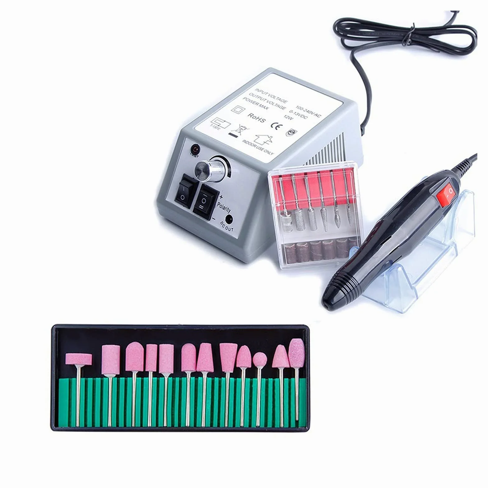 Wiertarka do paznokci Urządzenia elektryczne Wiertła do manicure Remover 3 0SZT. frezarskie Zestaw Maszyna pedicure Placzki szlifierskie(ZH1430-9)