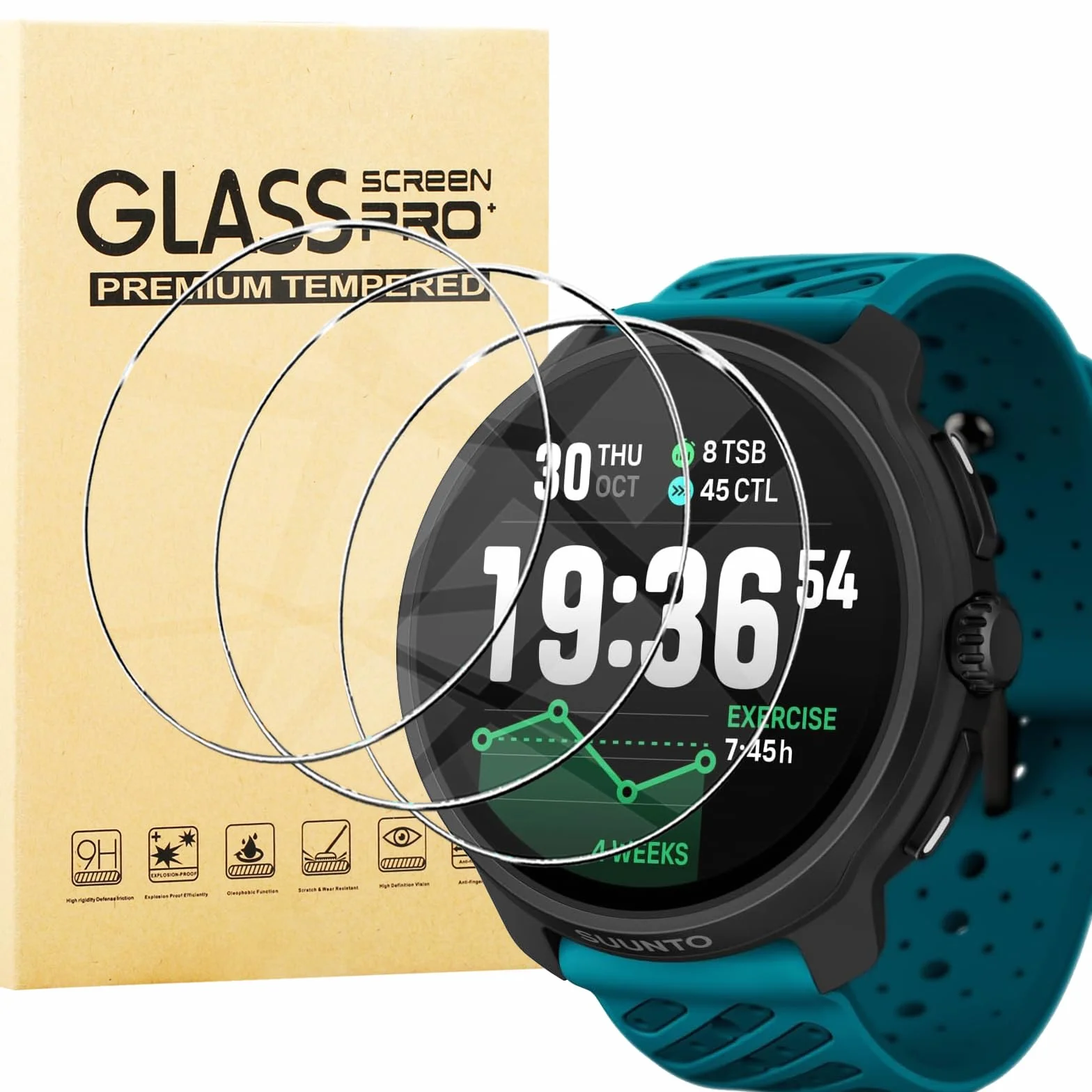 3 sztuki folii ochronnej do Suunto Race 2 ochrona wyświetlacza, HD przezroczysta [odporna na zarysowania] folia ochronna na wyświetlacz, wysoka twardość szkło hartowane pełne pokrycie, folia