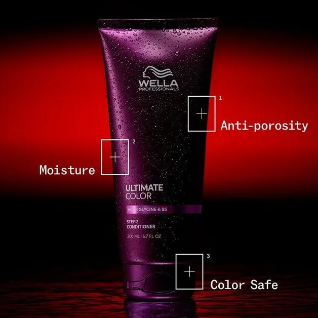 Wella Professionals Ultimate Color Conditioner – nawilżająca i zapobiegająca łamaniu włosów do włosów farbowanych – wygładza strukturę włosów, zawiera pigmenty i natychmiast rozplątuje włosy – krok 2