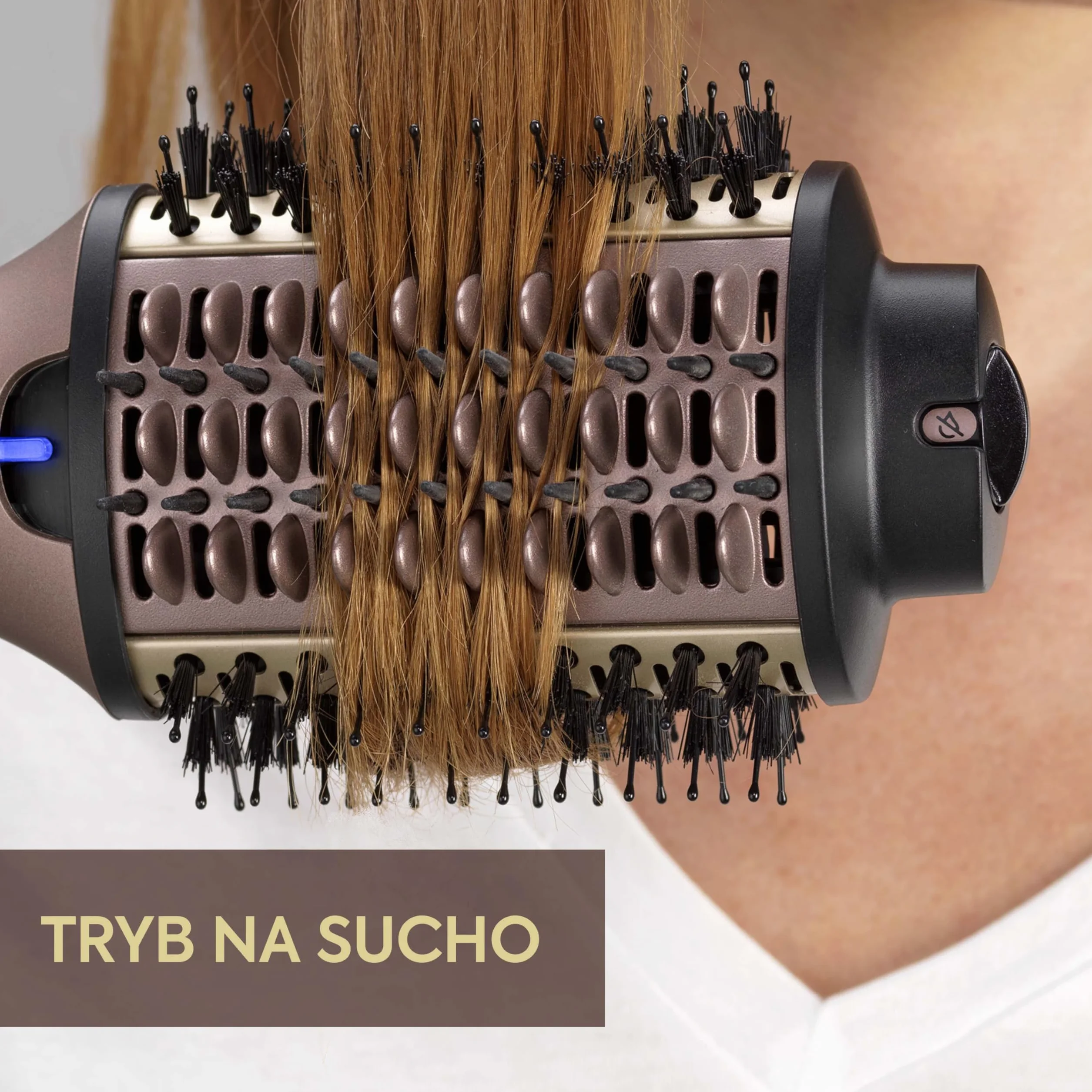 Suszarko lokówka do włosów BaByliss Air Power Volume 2 w 1 - tryby na mokro i na sucho, wygładzająca szczotka do suszenia z 3 ustawieniami temperatury, jonizacja i ceramika, złota, AS95E