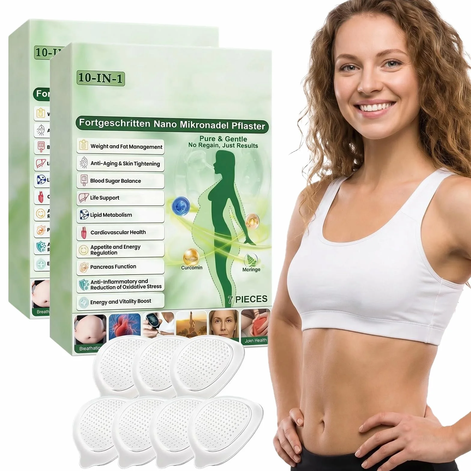 Plastry odchudzające Moringa Berberyna 10 w 1, 2 pudełka, ujędrniające skórę