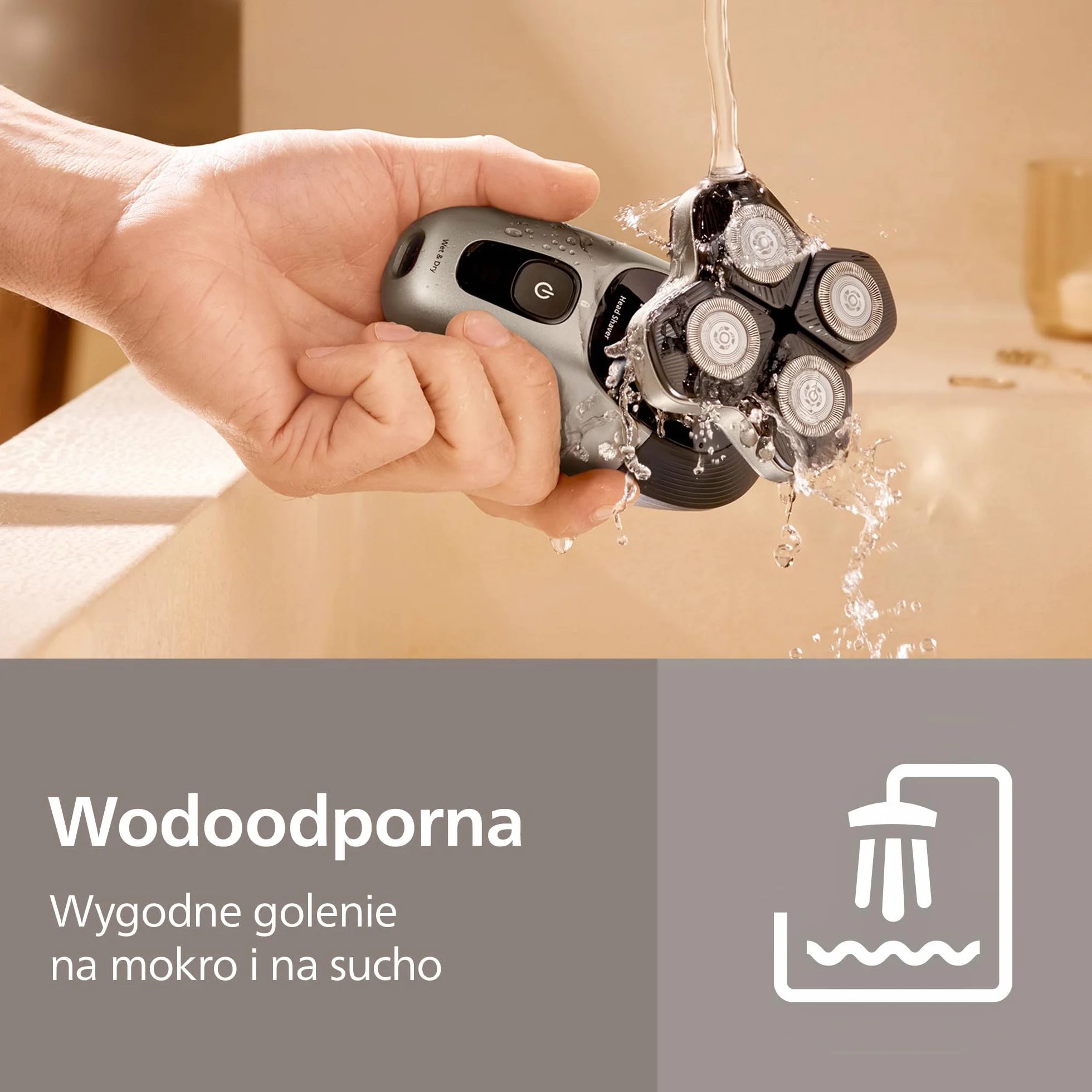 Philips Head Shaver Pro 9000 – golarka do głowy, głowica 360° Flexing Head i ostrza ComfortCut zapewniają dokładne golenie i są delikatne dla skóry, idealny prezent, model HS9980/15