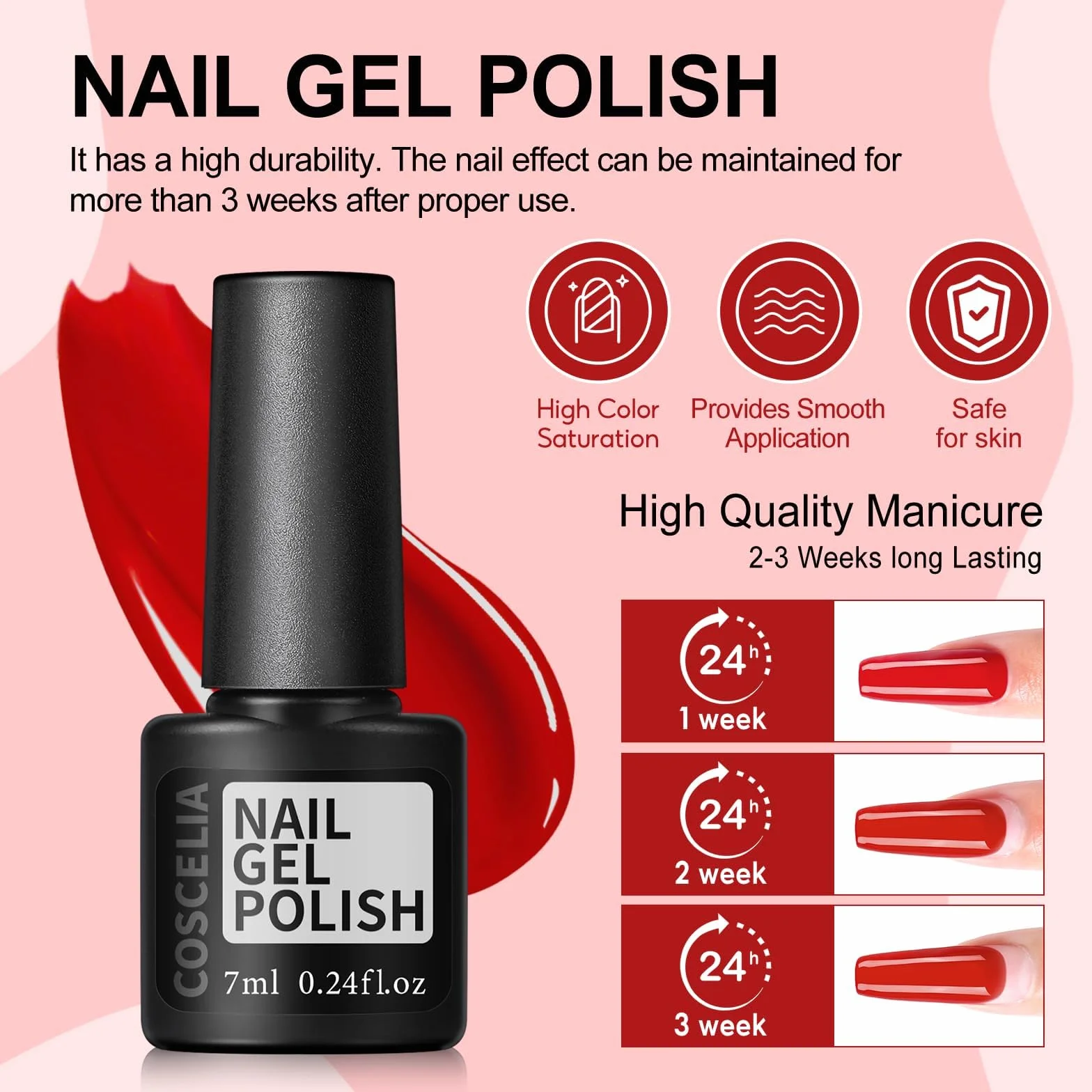 COSCELIA Zestaw Startowy do Paznokci Żelowych - 40 Sztuk, Lakiery UV z Lampą, Base Coat Top Coat, Studio Paznokci, Kompletny