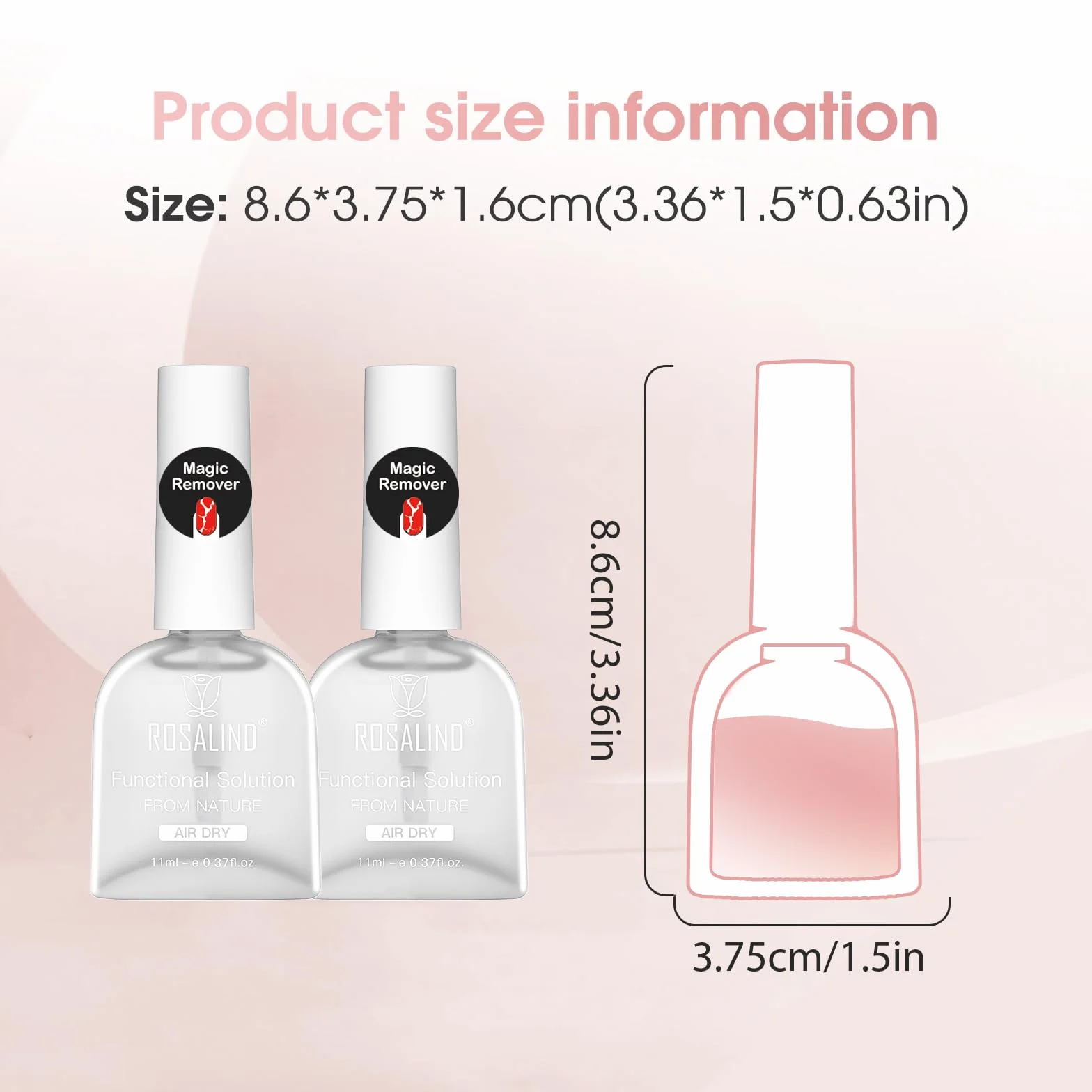 ROSALIND Magic Remover Środek do usuwania lakieru do paznokci UV, 2 szt. 11 ml