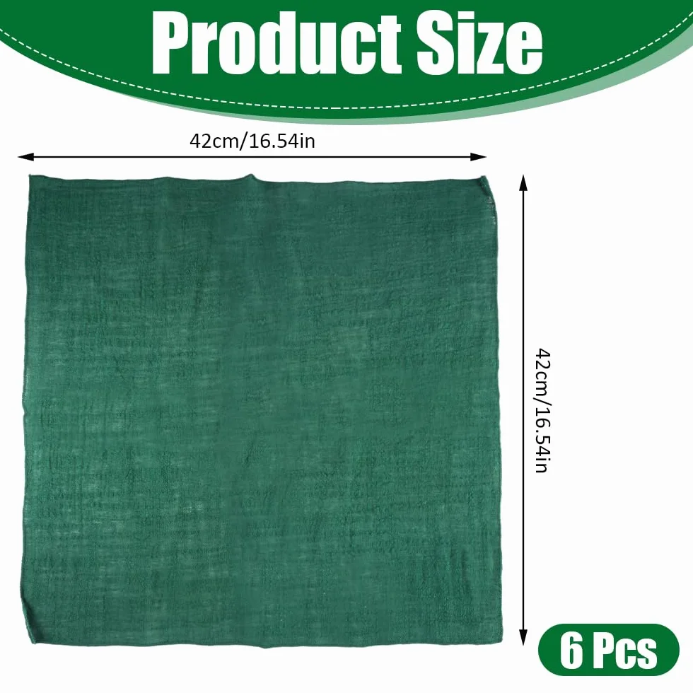 TESSTSY 6 serwetek materiałowych, zielone, 42 x 42 cm, muślinowe, serwetki obiadowe, bawełniane, nadające się do prania, serwetki stołowe, na wesele, imprezę, wieczór panieński, urodziny, dekoracje