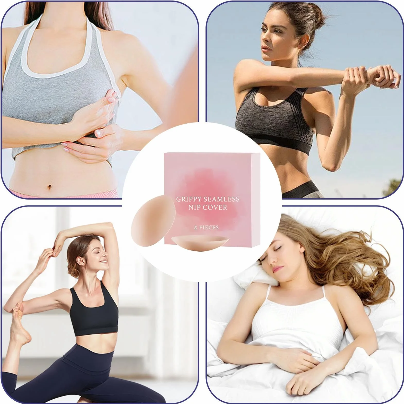 Nipple Covers for Women, Breast Lift Tape, Sweatproof Adhesive Bra, Invisible Sticky Inserts, Ideal for Backless Dresses, Plunging Necklines, Cosplay, Halter Top, Weddings, 8.5x8.5cm Silicone