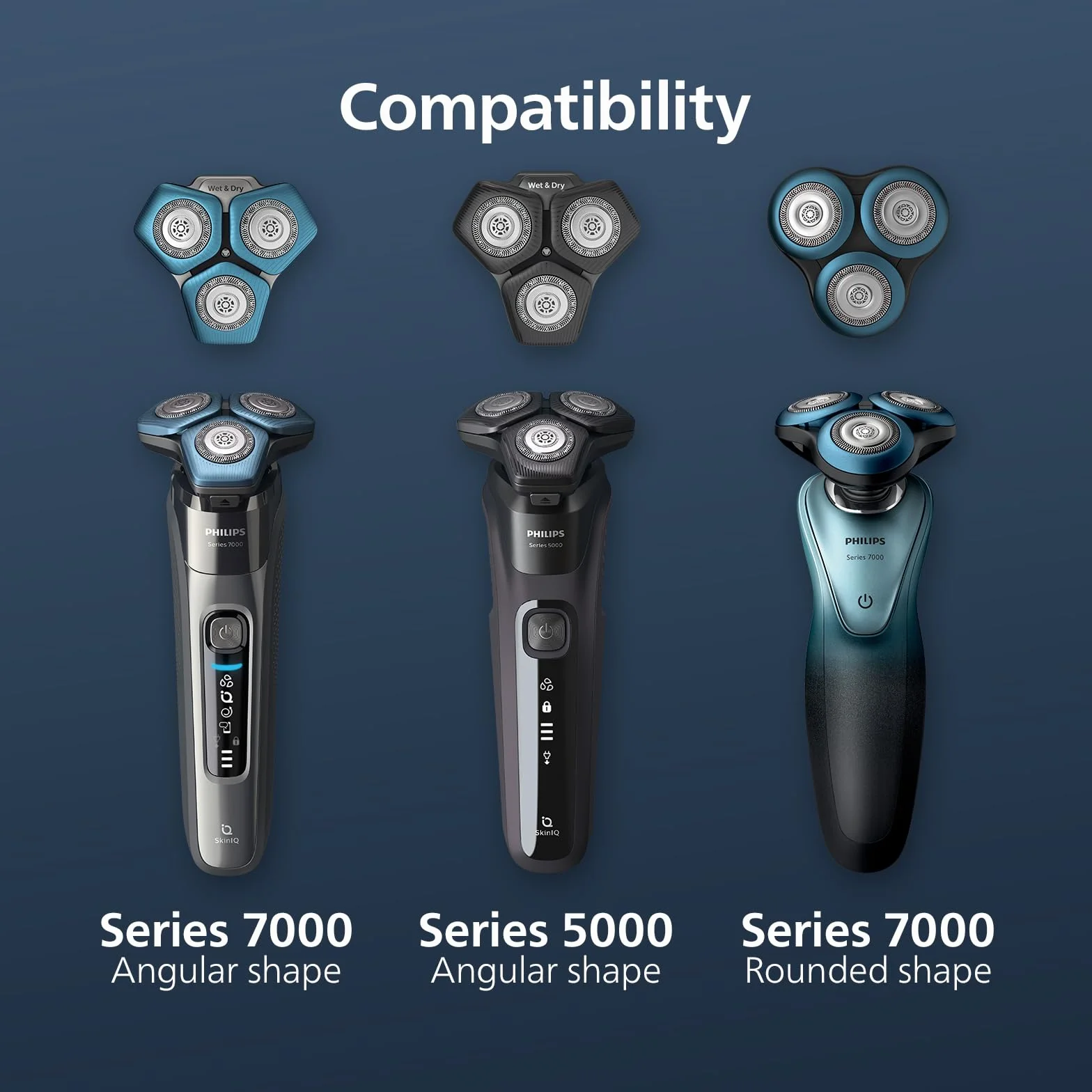 Philips Głowice golące SH71/50 do Series 7000 5000 zastępuje RQ12/70 RQ12/60 SH60/70 SH70/70