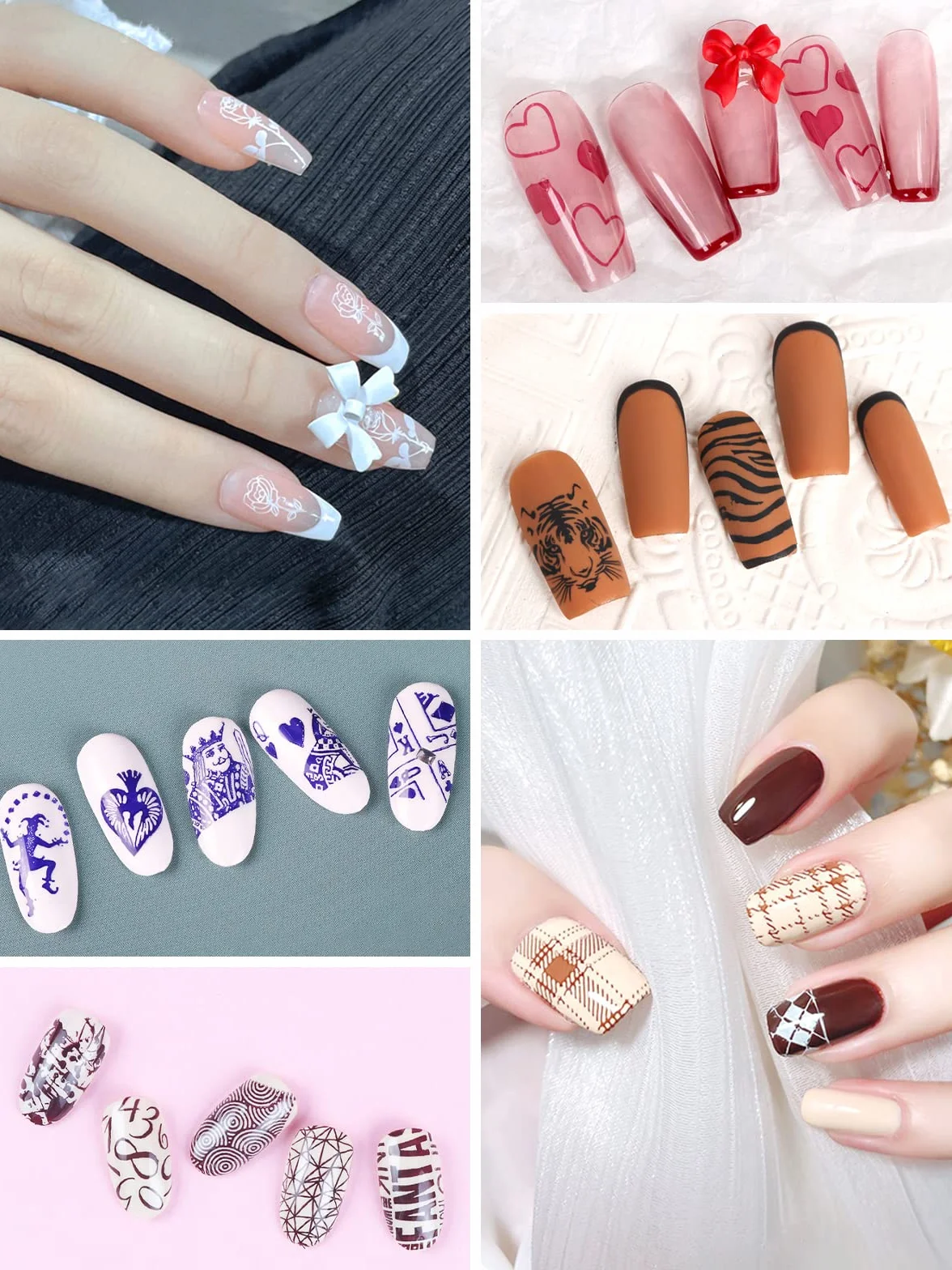 EBANKU Stempel do zdobienia paznokci, 2 szt., przezroczysty, niebieski, silikonowy galaretka do stemplowania z 2 skrobakiem, francuski uśmiech na linii narzędzi do pięknego zdobienia paznokci DIY (2 kształty) (przezroczysty)