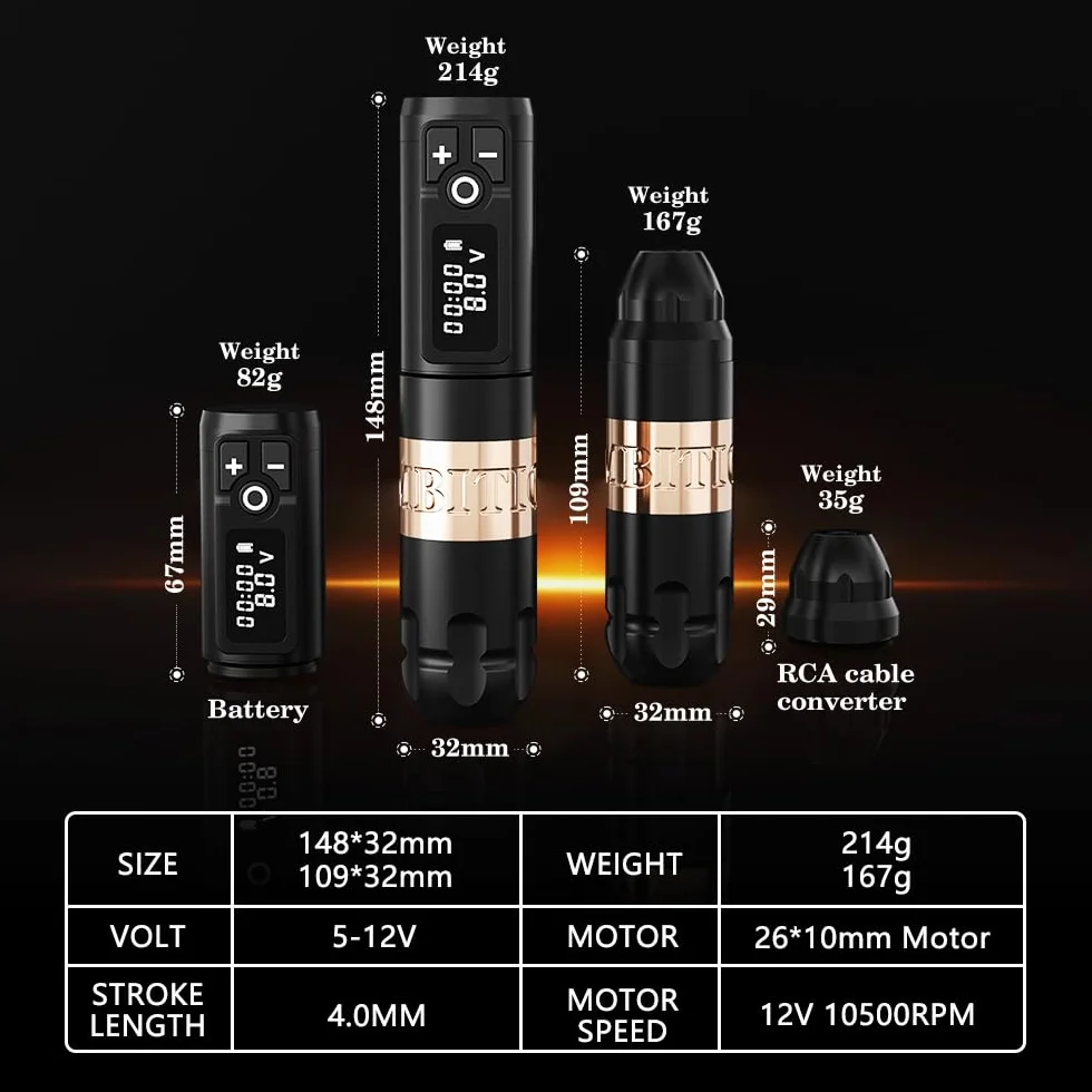 Ambition Soldier Tattoo Machine Kit Kompletny zestaw do tatuażu z obrotowym bezprzewodowym długopisem z 20 szt. igłami Glory Tattoo Cartridge Needles