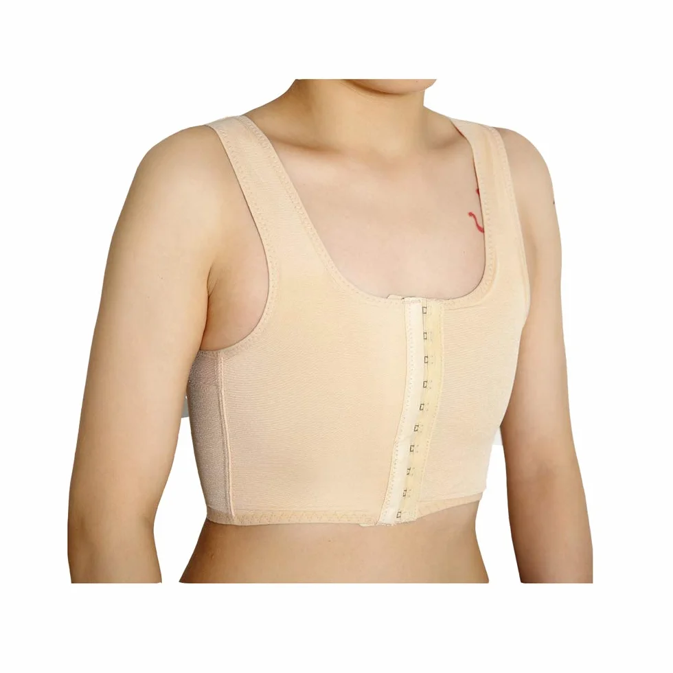 BaronHong Middle Zip Up elastyczna opaska na klatkę piersiową gorset krótki tank top dla lesbijek Tomboy Trans