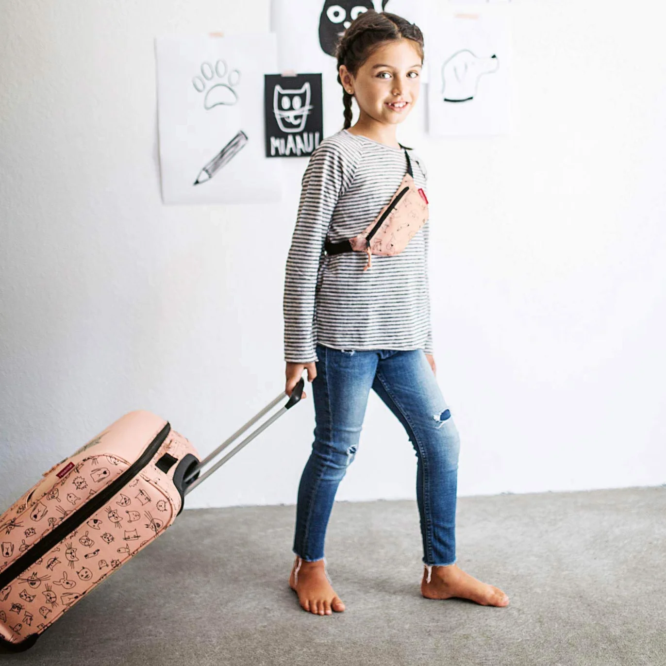 reisenthel Trolley XS kids bagaż dziecięcy, lekki i praktyczny, Koty i psy róża, 43 cm, Dzieci