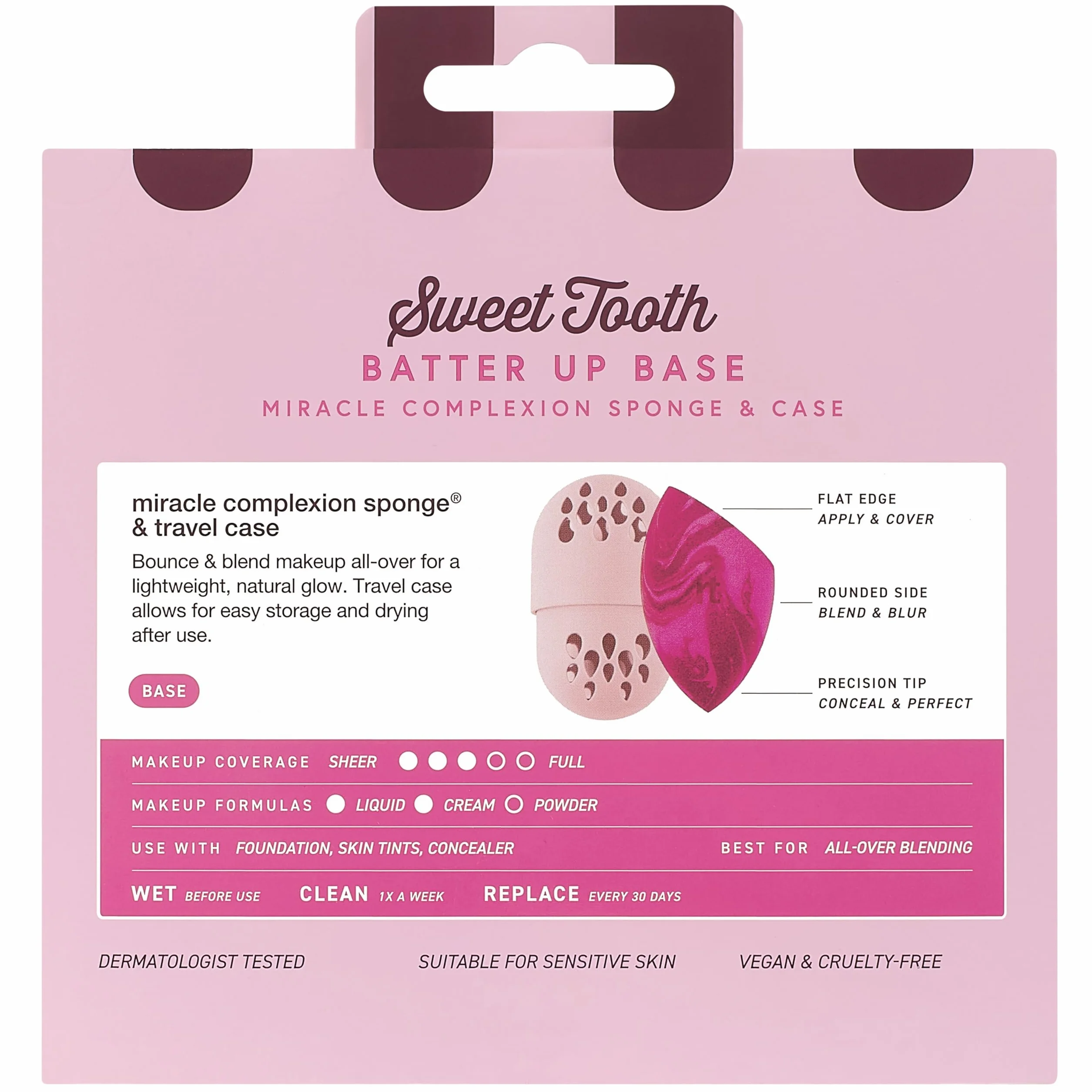 Real Techniques Sweet Tooth Batter Up Base Miracle Complexion Sponge & Case, Makeup Blending Sponge, Travel Case for Foundation, Skin Tint & Concealer, Cruelty-Free, 2 Piece Set