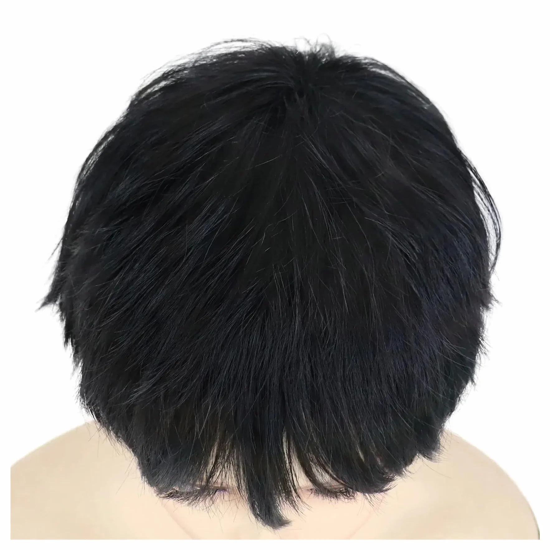 1 szt. Krótkie czarne peruki dla kobiet włosy syntetyczne peruka do cosplay z grzywką Shag kręcone fryzury Anime impreza przebierana naturalne(Pink)