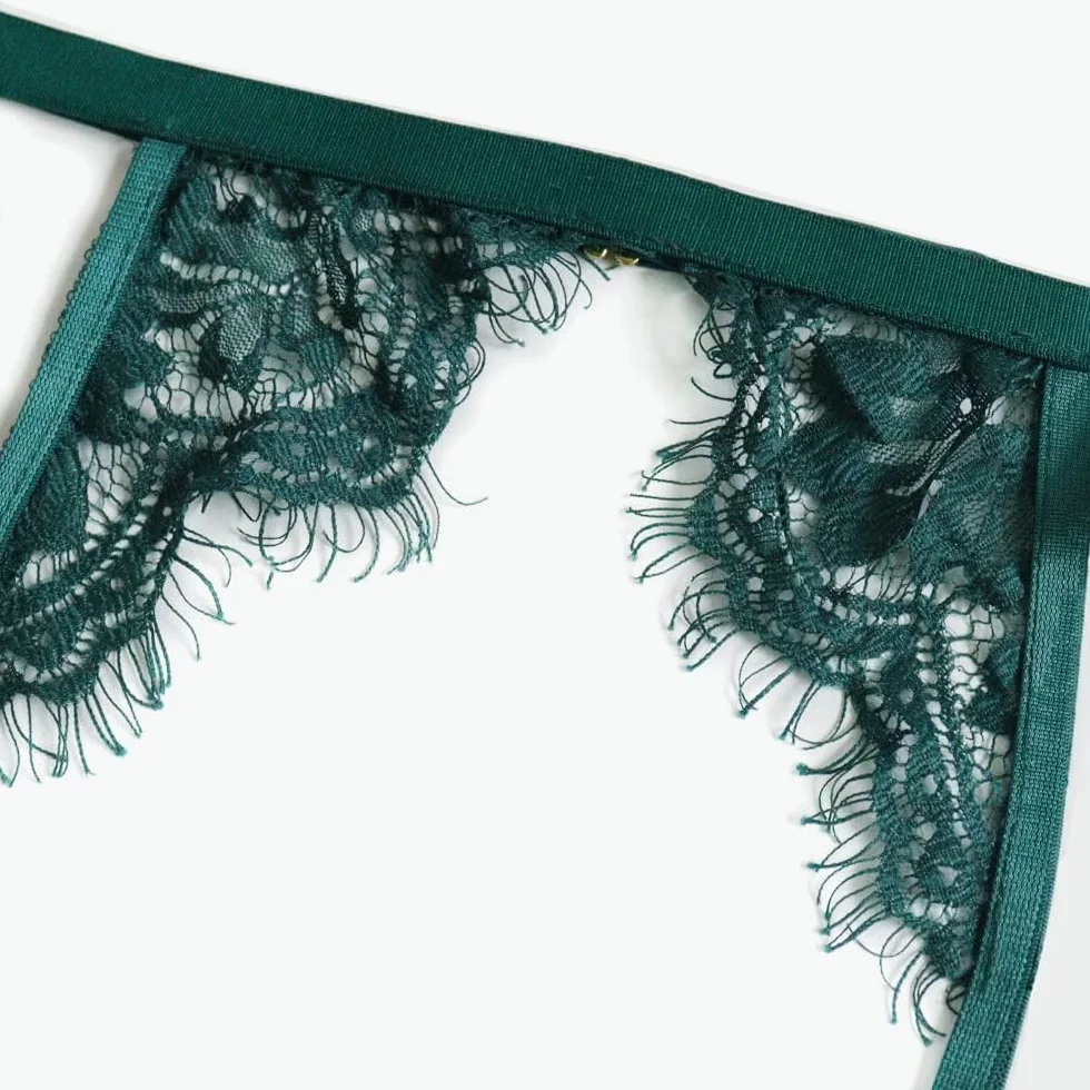 Zestaw bielizny damskiej 3-częściowy seksowny biustonosz do pończoch i stringi Babydoll koronkowa bielizna nocna przezroczysta bielizna zestaw bez rajstop