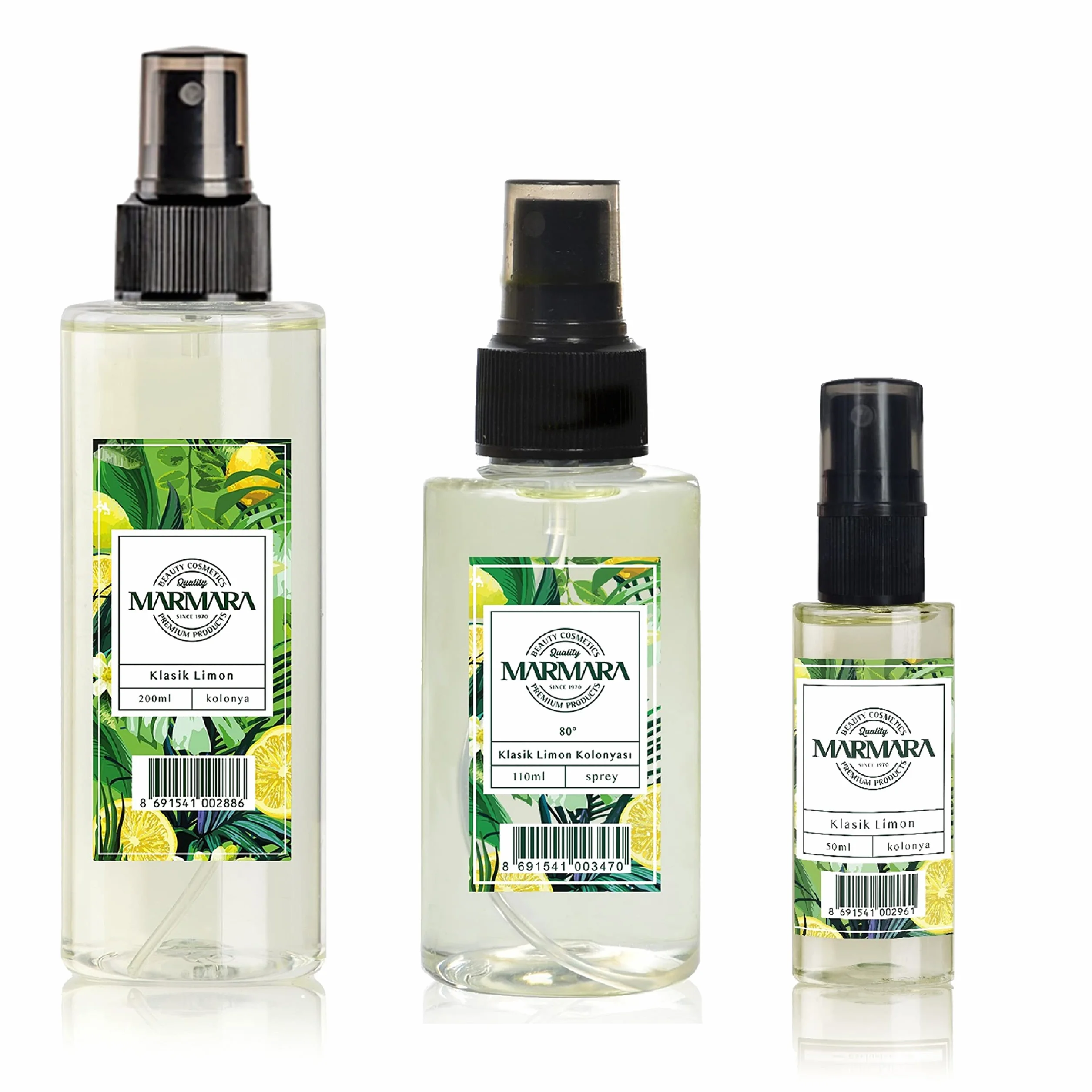 MARMARA Kolonya Spray Limon | turecka woda zapachowa | woda po goleniu | woda po goleniu | woda kolońska dla kobiet i mężczyzn | woda cytrynowa turecka | Eau de Cologne Lemon | (2 x 50 ml)