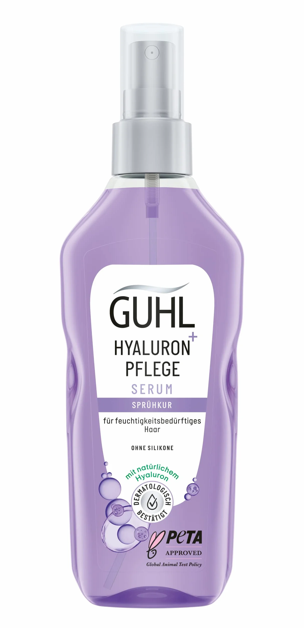 Guhl Krem hialuronowy + pielęgnacja serum w sprayu – zawartość: 150 ml – typ włosów: wymagające nawilżenia – bez silikonów – z naturalnym kwasem hialuronowym