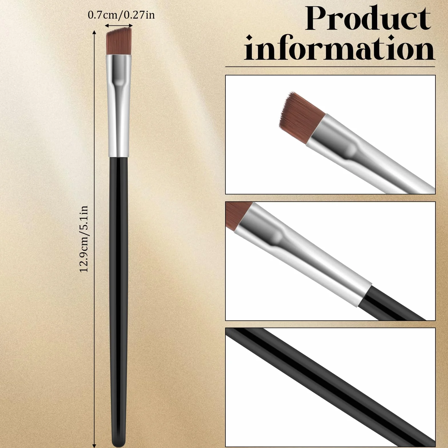 12 sztuk cienkich, zakrzywionych pędzli do brwi, zakrzywiony pędzel do eyelinera, delikatne zagięcie, miękkie włókna, 12,3 cm narzędzie do makijażu oczu
