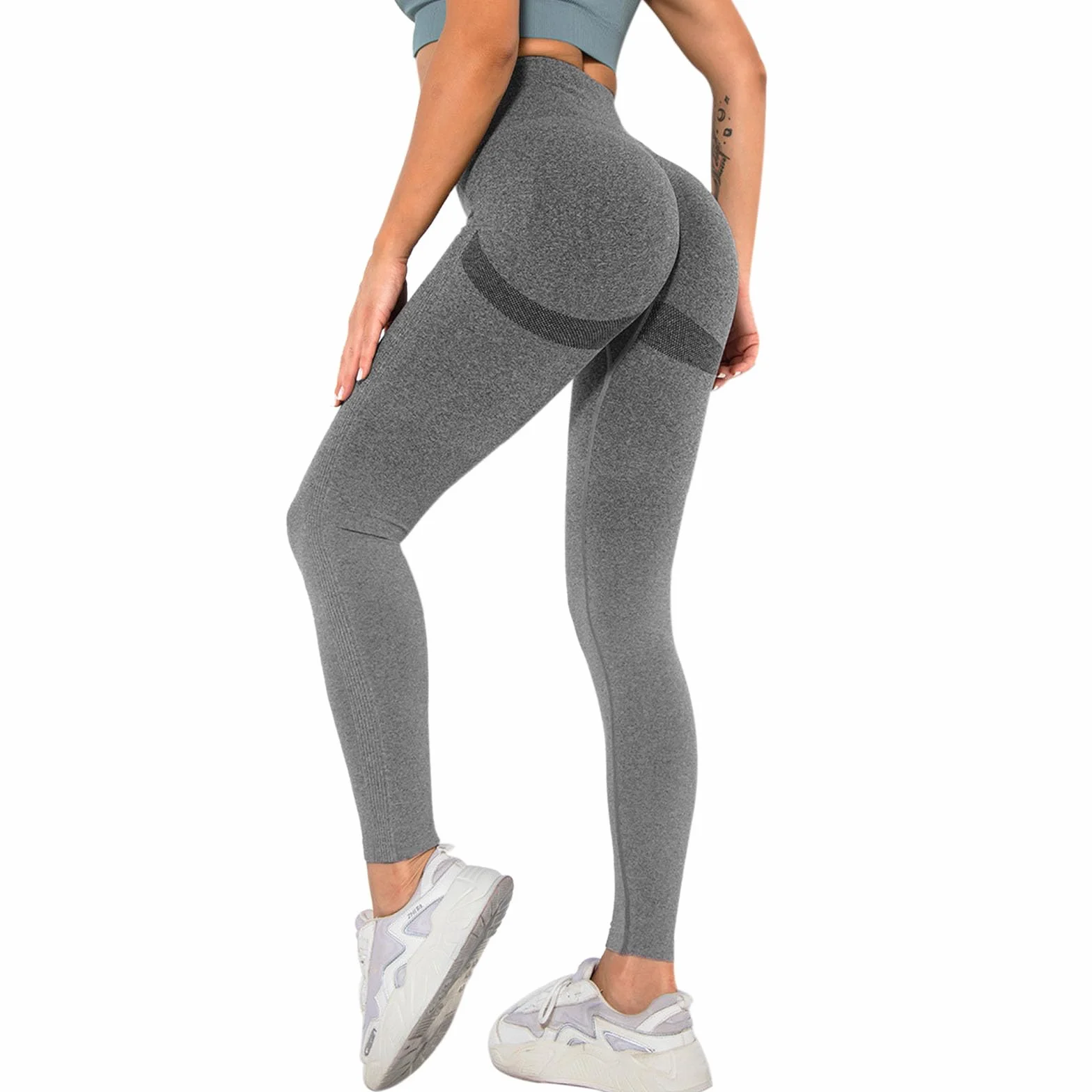 Damskie legginsy sportowe push-up z wysokim stanem spodnie na siłownię Push Up Legginsy treningowe kontrola brzucha matowe do jogi fitness pilates