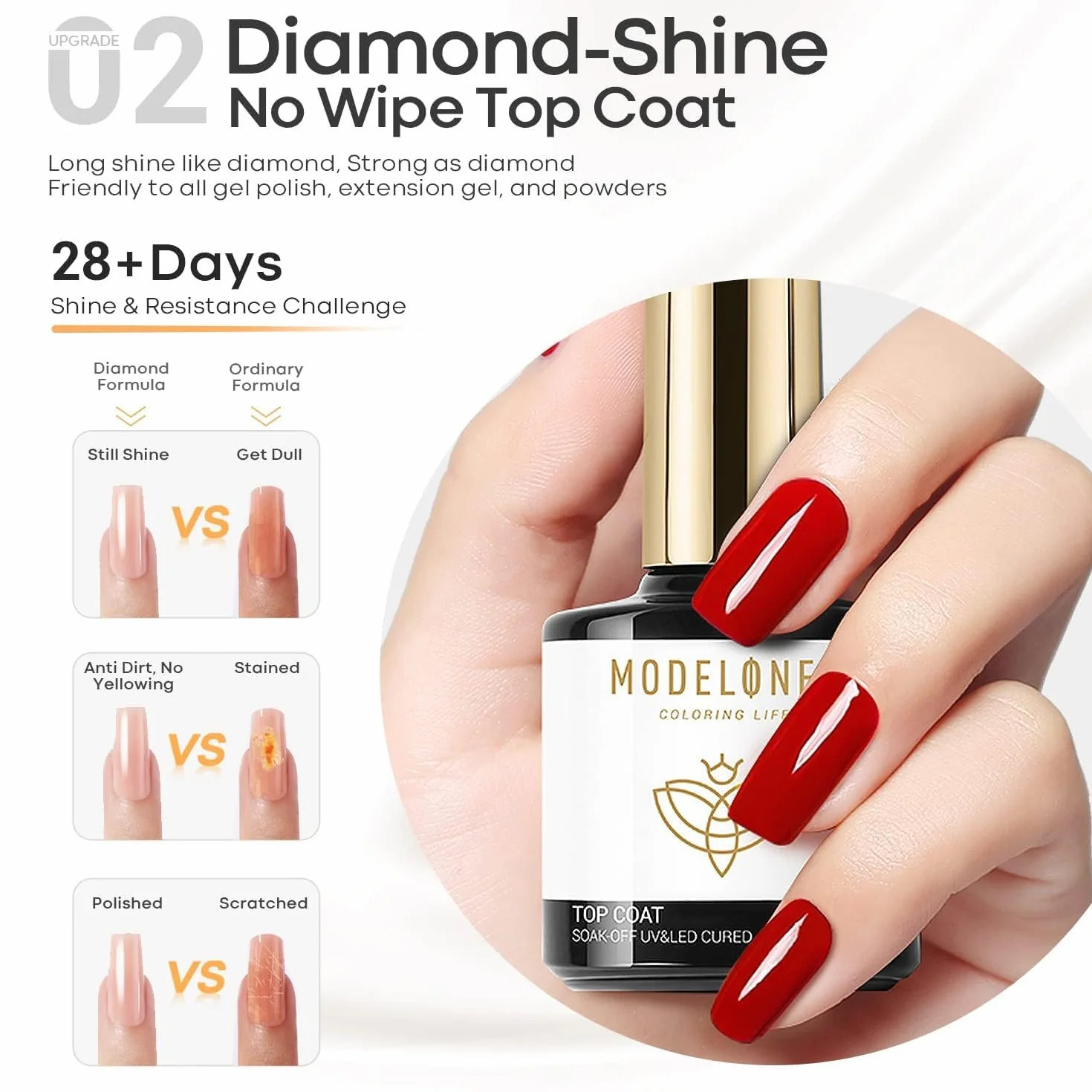Modelones Base and Top Coat Gel UV lakier do paznokci zestaw 3 x 10 ml No Wipe Soak Off Base Coat i Top Coat z matowym do paznokci żelowych Nail Art Design Manicure