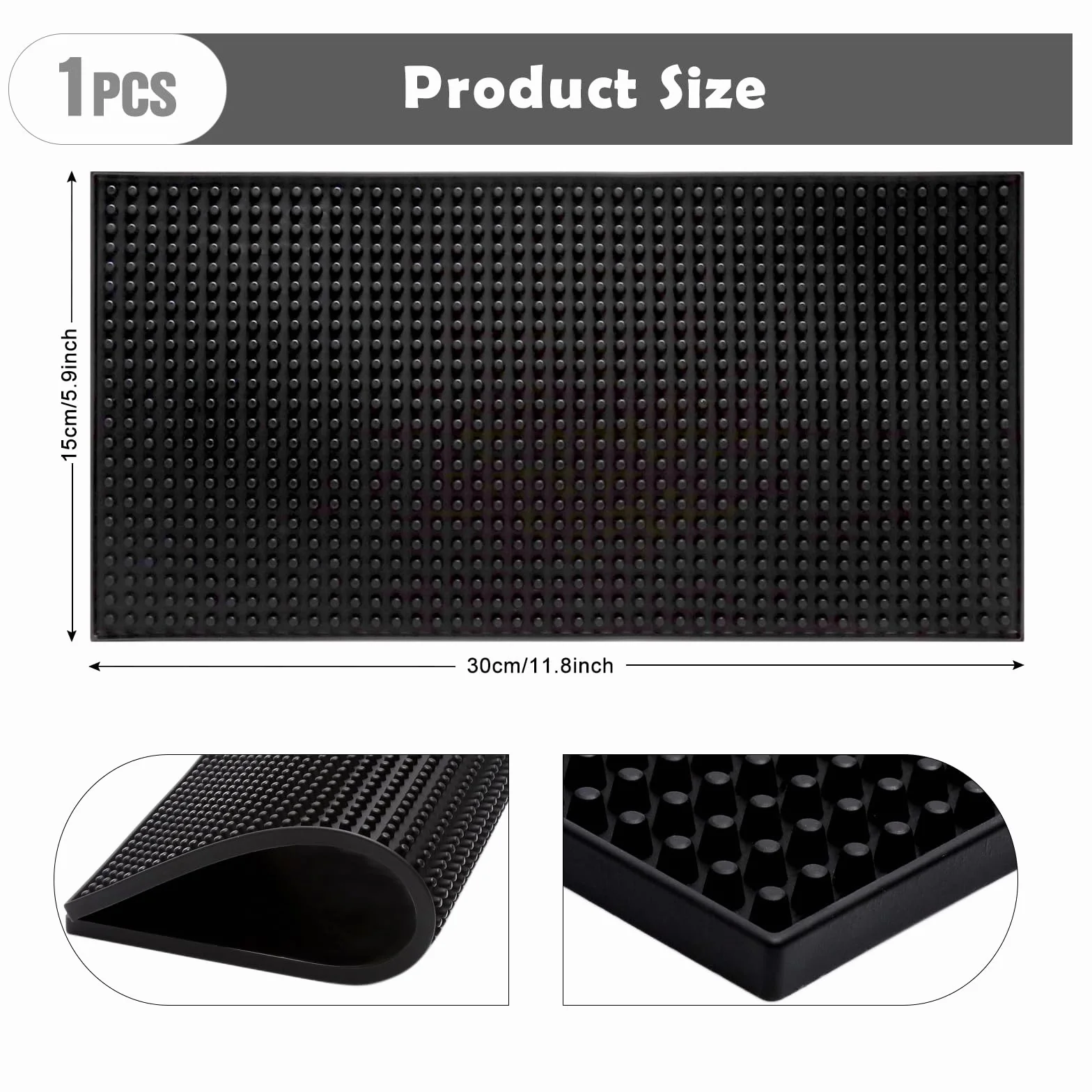 30 x 15 cm mata barowa gumowa mata ociekowa naczynia, mata do kawy, mata do ubijania kawy, czarna mata przelewowa, szybkoschnąca, do baru, kuchni, kawiarni, restauracji, lady