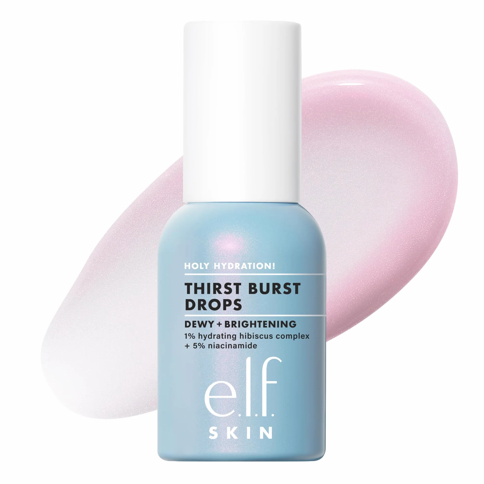 e.l.f. Holy Hydration! Thirst Burst Drops, Serum Drops Gel For a Dewy, Plump Complexion, Non-Greasy Feel, z kwasem hialuronowym i 5% niacynamidem, wegańskim i wolnym od okrucieństwa