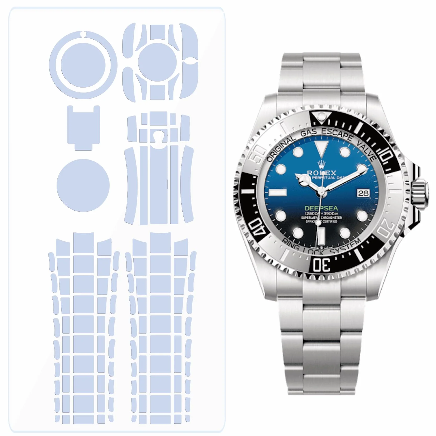 Folia ochronna do Rolex Sea-Dweller Deepsea 44 mm 126660. Przezroczysta skóra na cały zegarek Ochraniacz ekranu Naklejka na obudowę (2 x folia całego ciała)
