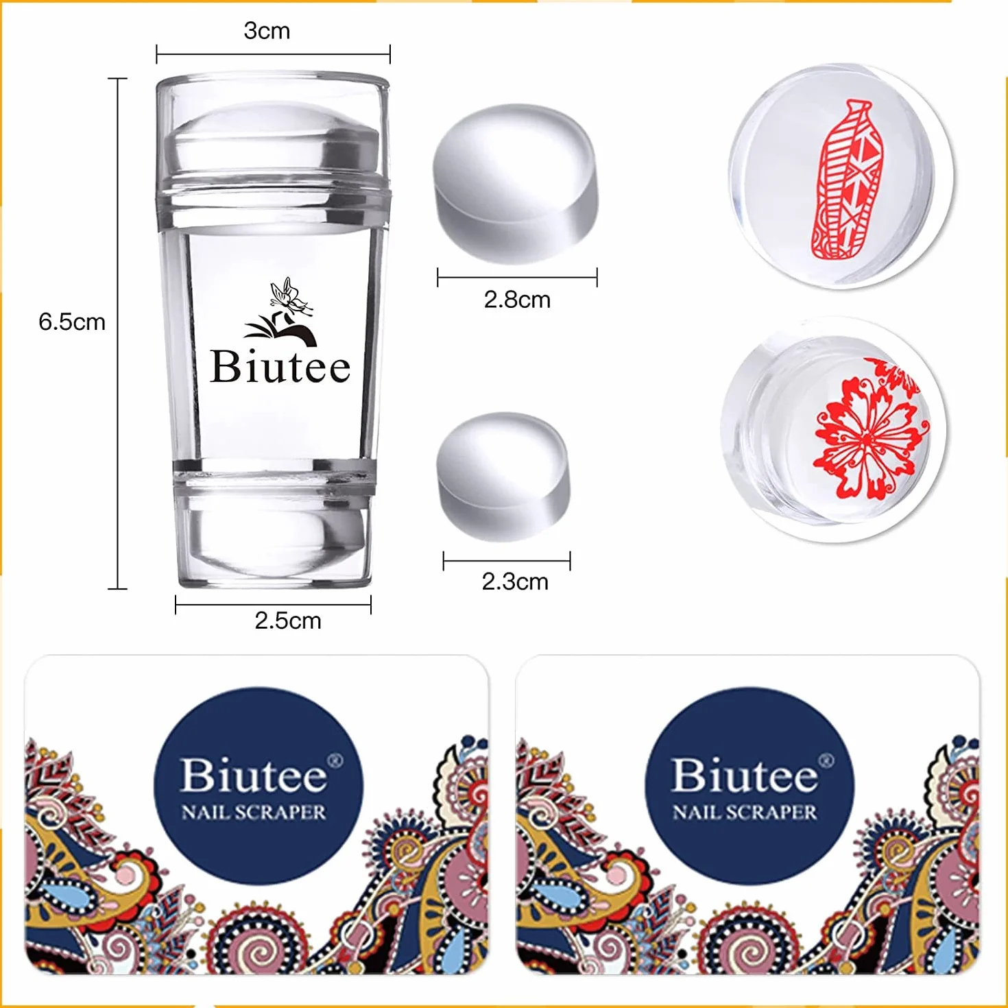 Biutee Zestaw do stemplowania paznokci 15-częściowy zestaw do stemplowania paznokci z motywami zwierząt, liści i kwiatów, 1 stempel 2 skrobaczki, 1 opakowanie kart