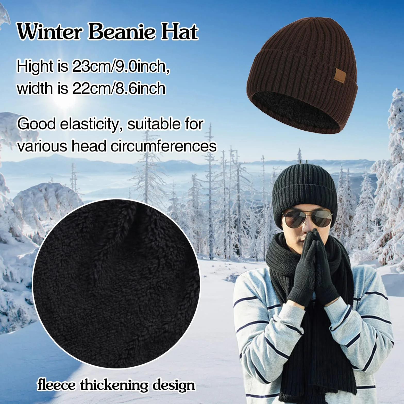 3 szt. zimowa czapka unisex szalik rękawiczki zestaw ciepła dzianinowa czapka beanie rękawiczki do ekranu dotykowego długi szalik strój dla mężczyzn i kobiet
