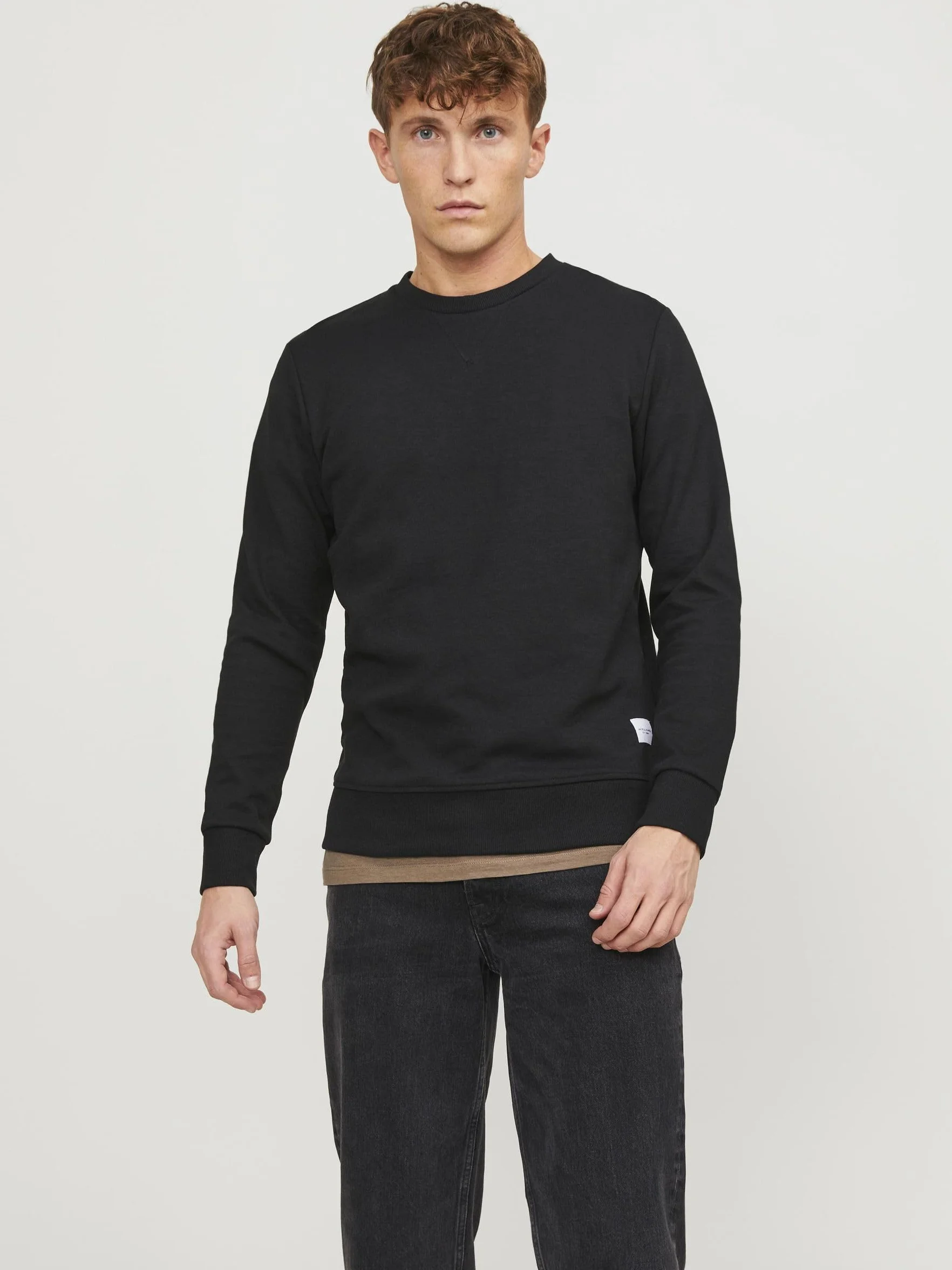 Jack & Jones Mężczyźni Jjebasic Sweat Crew Neck Noos Bluza, Czarny, M