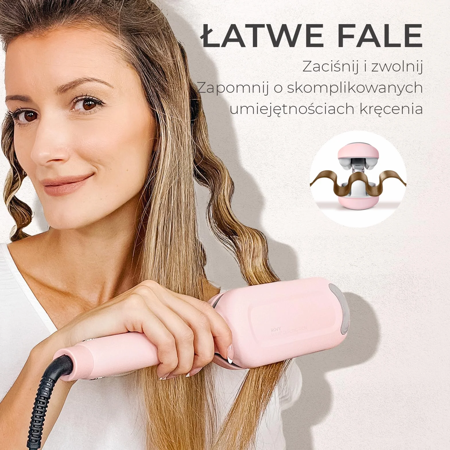 TYMO ROVY Lokówka do Fal dla Włosów, Lokówka do Dużych Loków Odpowiednia dla Początkujących, Hair Crimper Waver Curling Iron 32 mm, 4 Temperaturami i Wyświetlaczem LED, Ochrona Przed Oparzeniami