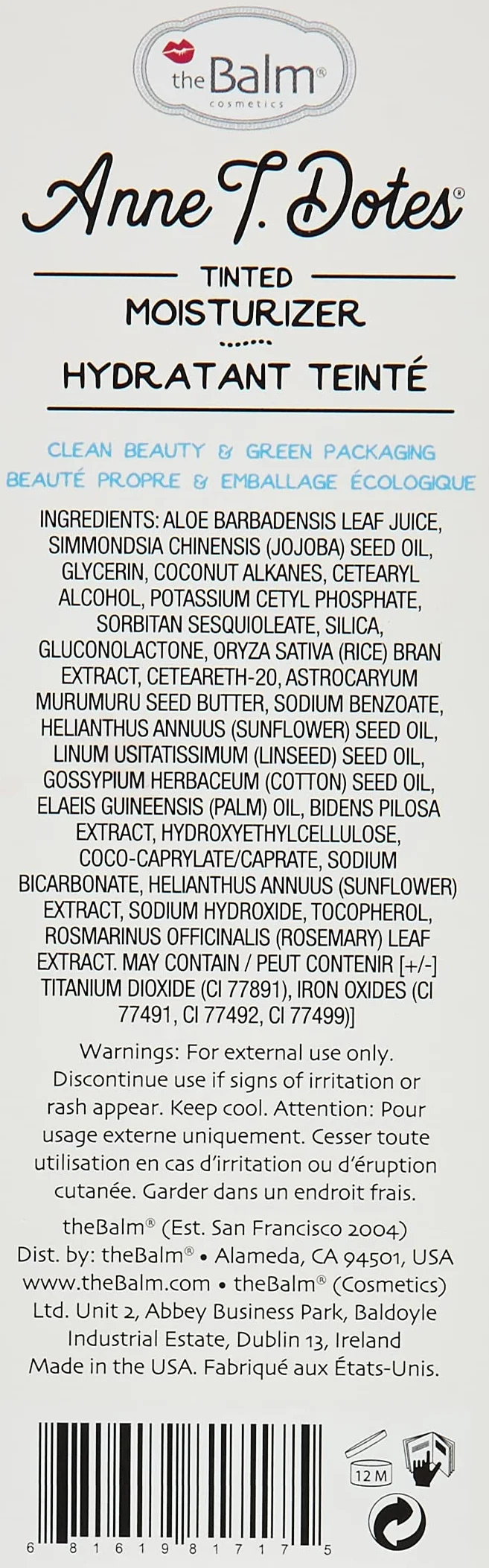 The Balm Anne T. Dotes Tinted Moisturizer Creme, 14 30 ml