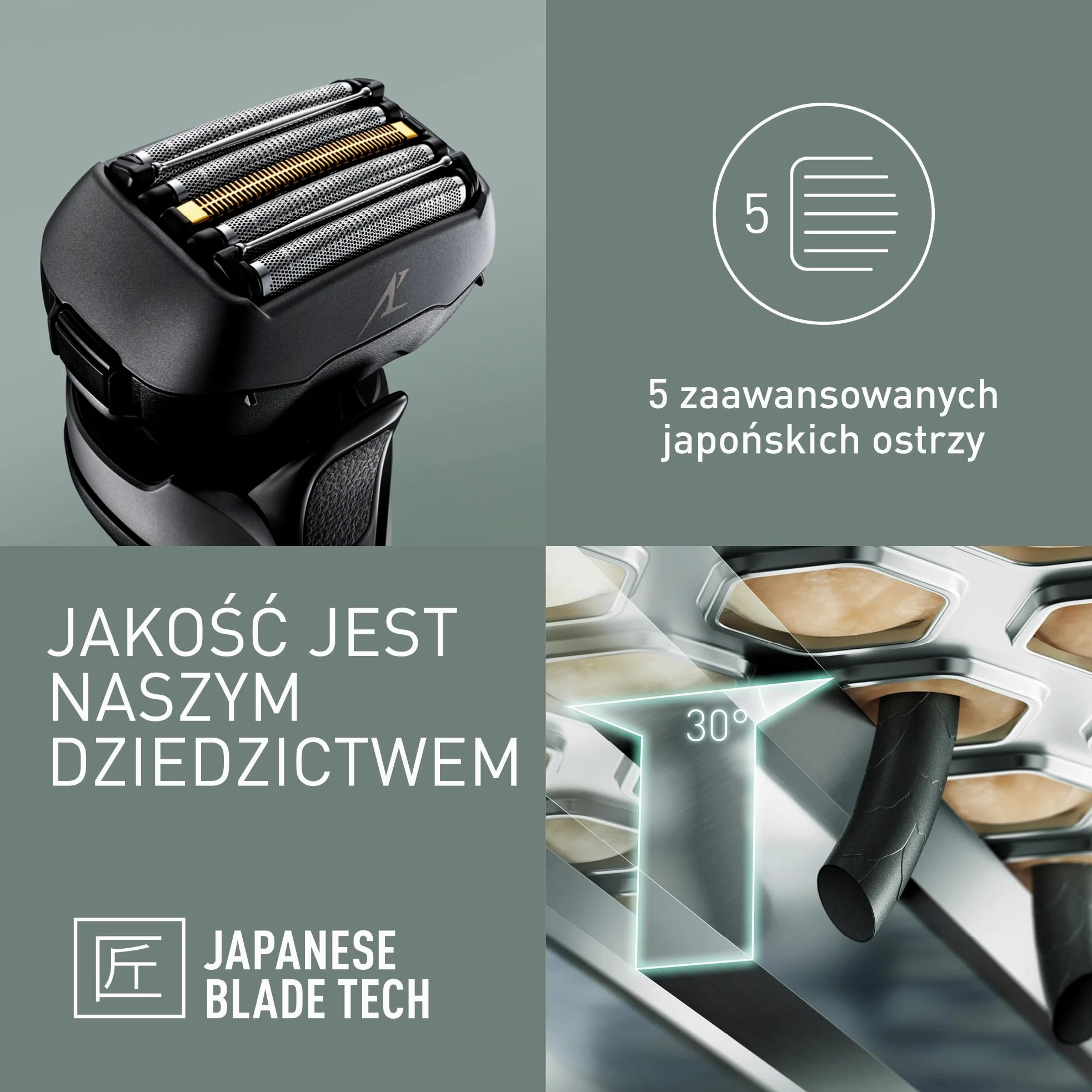 Panasonic ES-LV6U golarka elektryczna z 5 ostrzami, elastyczna głowica 20D, czujnik golenia, szybkie ładowanie, wysuwany trymer, etui, czarna